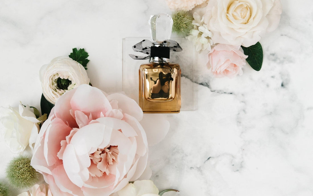 Small perfume bottle with flowers