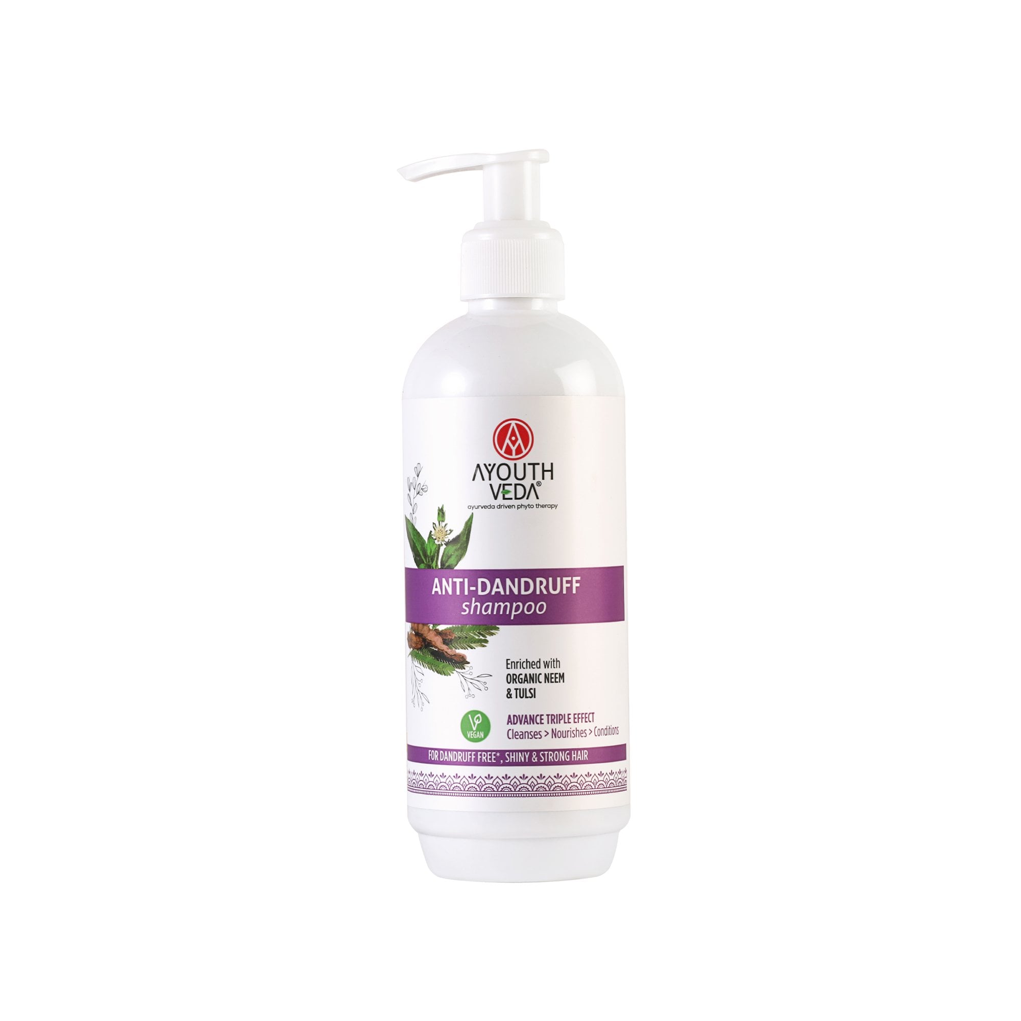 AyouthVeda Anti-Dandruff Shampoo Organic Neem & Tulsi 300ml Pump