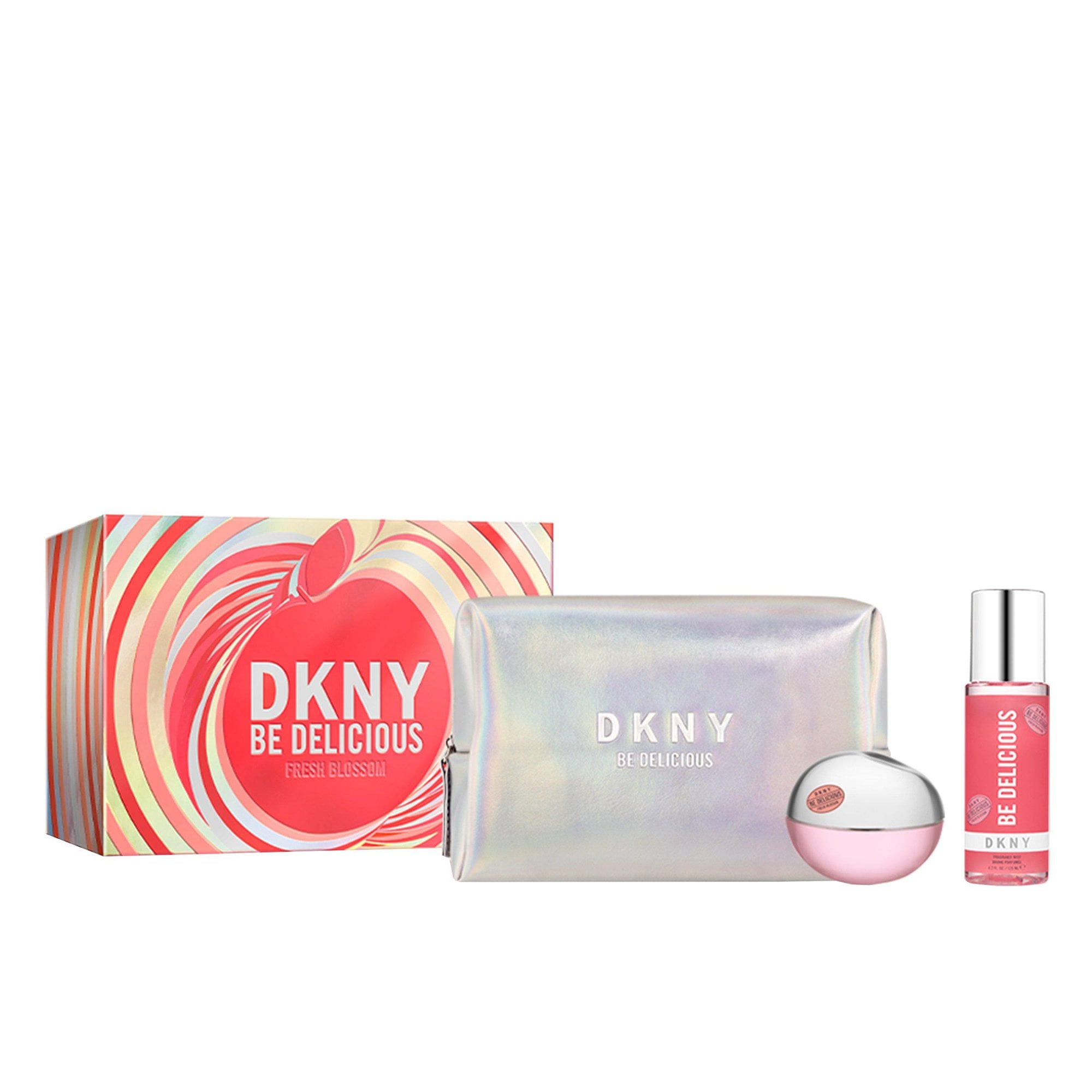 DKNY Be Delicious Fresh Blossom Eau De Parfum 100ml & Fragranced Mist 125ml & Pouch Gift Set