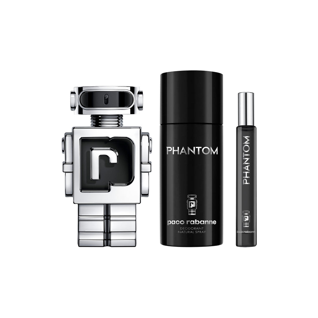 Rabanne Phantom Eau De Toilette 100ml & Deodorant 150ml & Travel Spray 10ml Gift Set - Silver