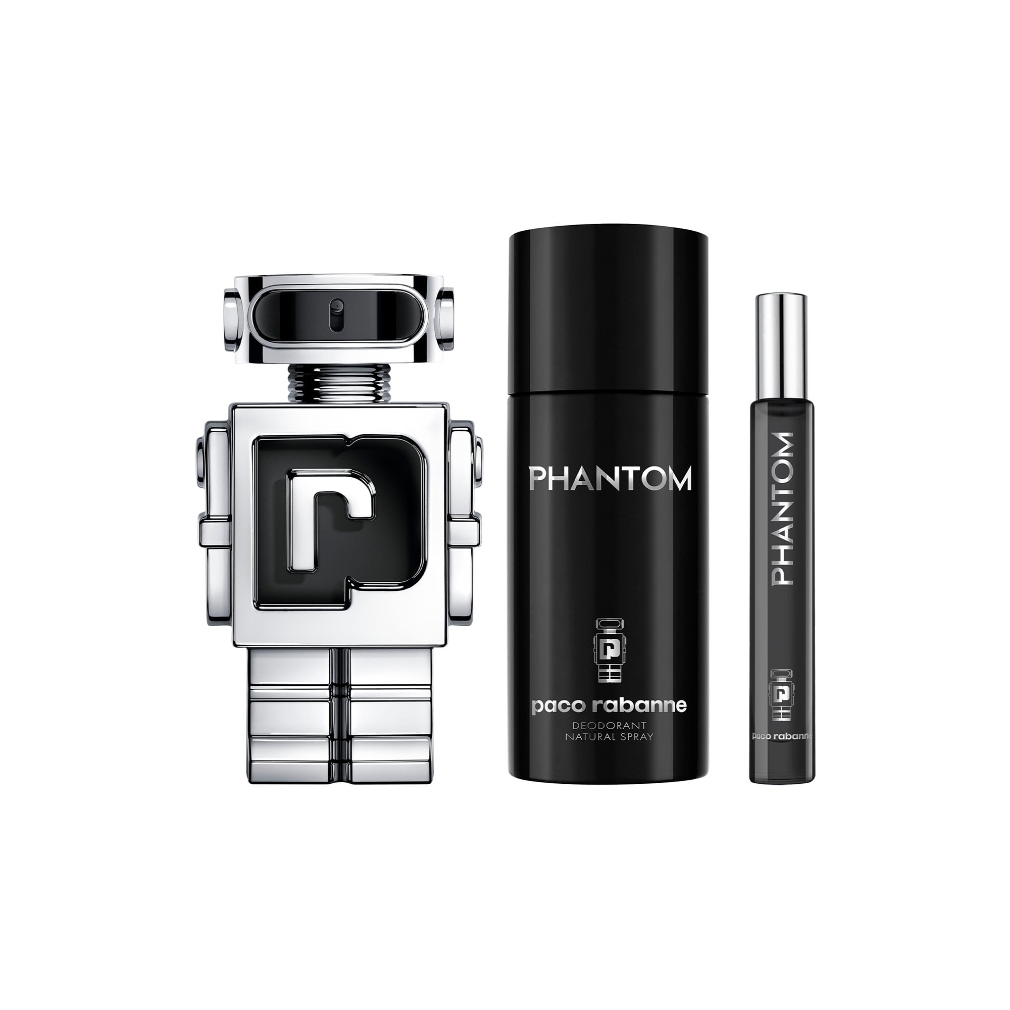 Rabanne Phantom Eau De Toilette 100ml & Deodorant 150ml & Travel Spray 10ml Gift Set - Silver