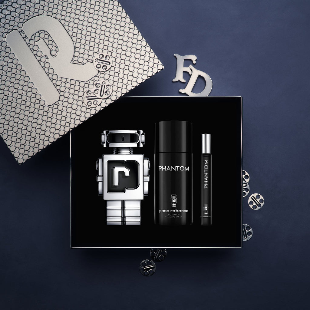 Rabanne Phantom Eau De Toilette 100ml & Deodorant 150ml & Travel Spray 10ml Gift Set - Silver