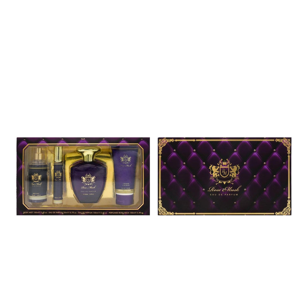 Fine Perfumery Rose Musk EDP 100ml & Travel Spray 20ml & Body Mist 200ml&Perfumed Body Balm Gift Set