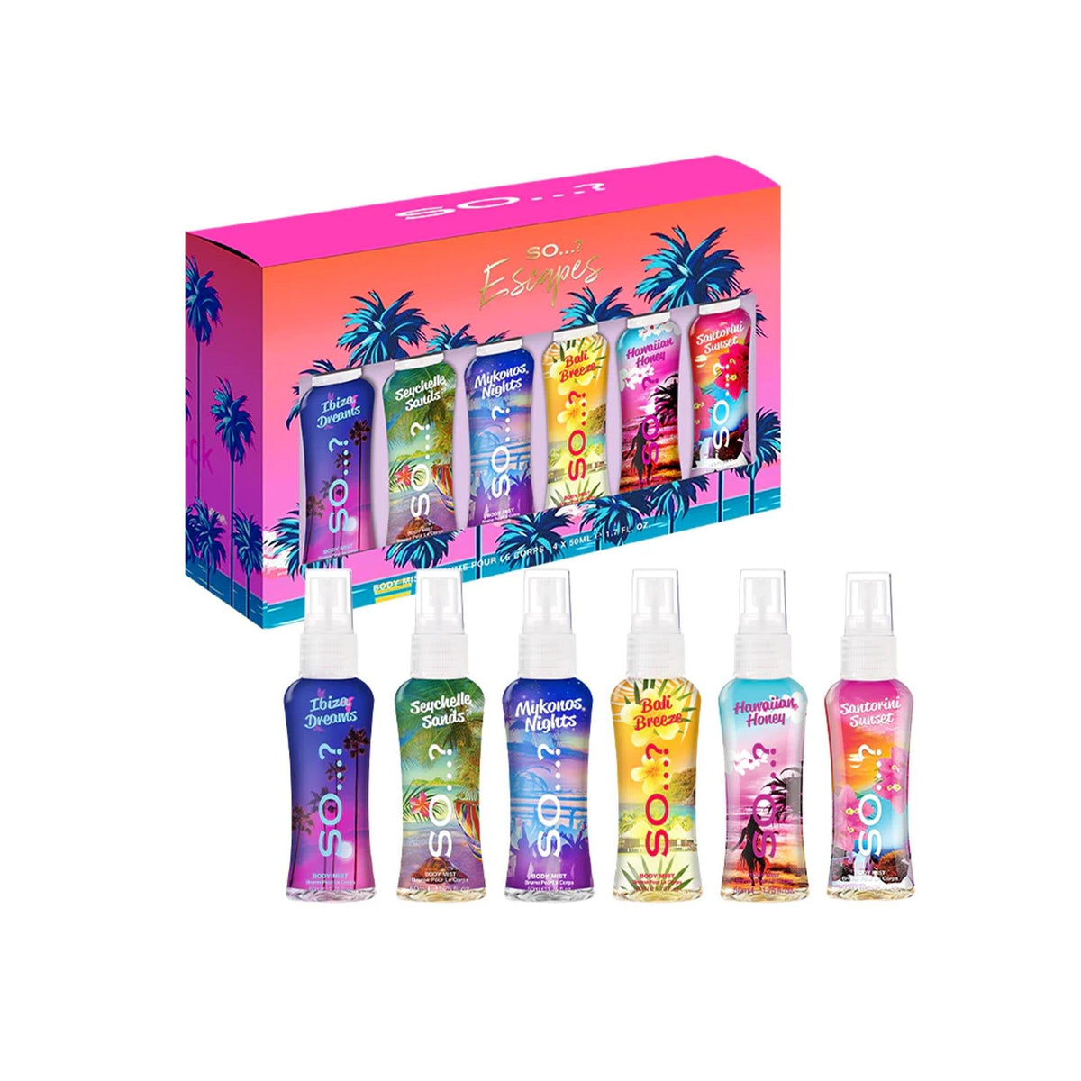 So...? Escapes Body Mist 6 x 50ml Gift Set 2024