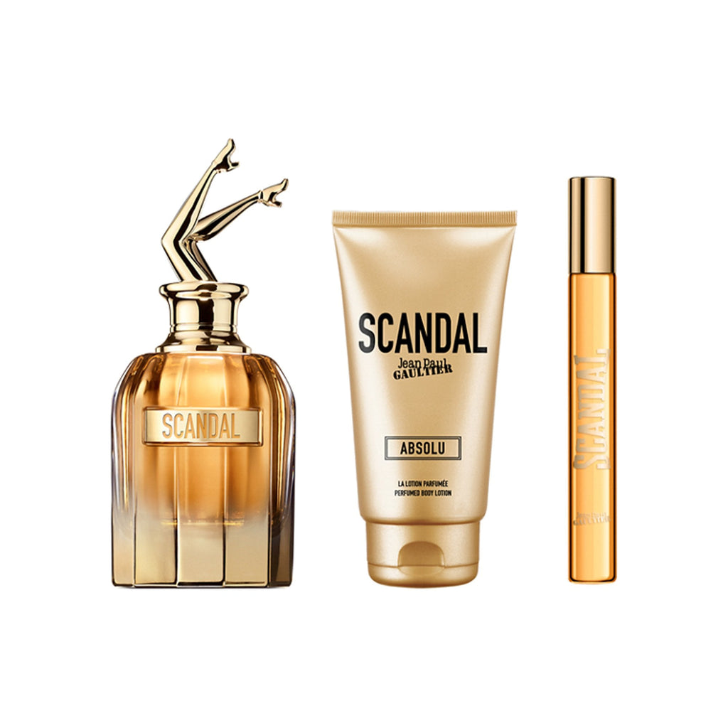 Jean Paul Gaultier Scandal Absolu Eau De Parfum 80ml & Travel Spray 10ml & Body Lotion 75ml Gift Set