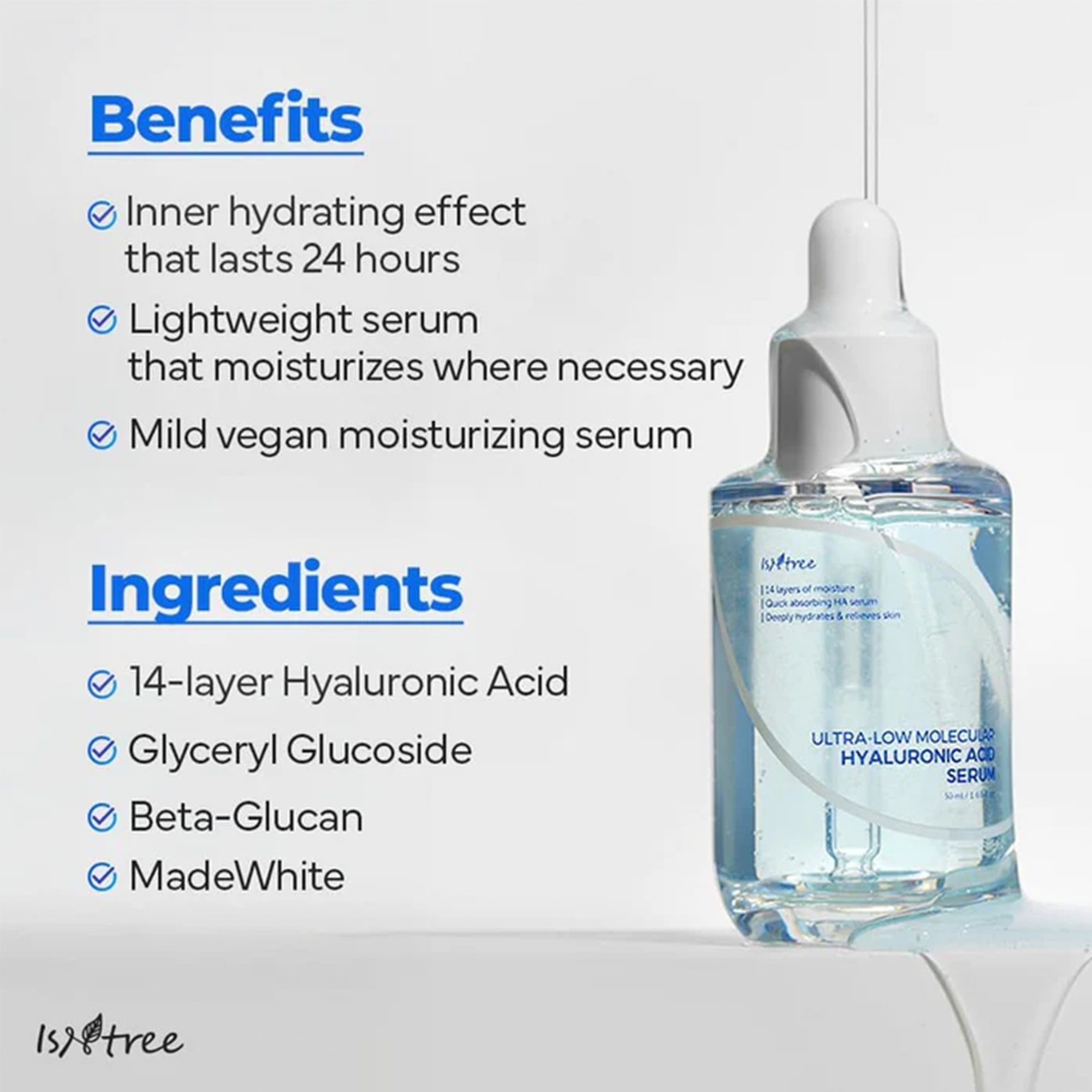 Isntree Ultra-Low Molecular Hyaluronic Acid Serum 50ml Pipette Bottle