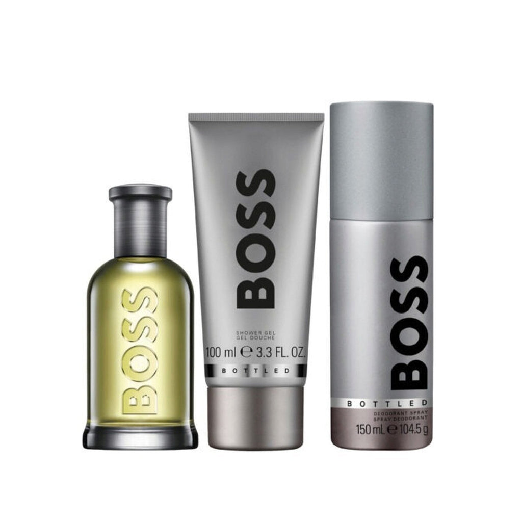 BOSS Bottled Eau De Toilette 100ml & Shower Gel 100ml & Deodorant Spray 150ml Gift Set