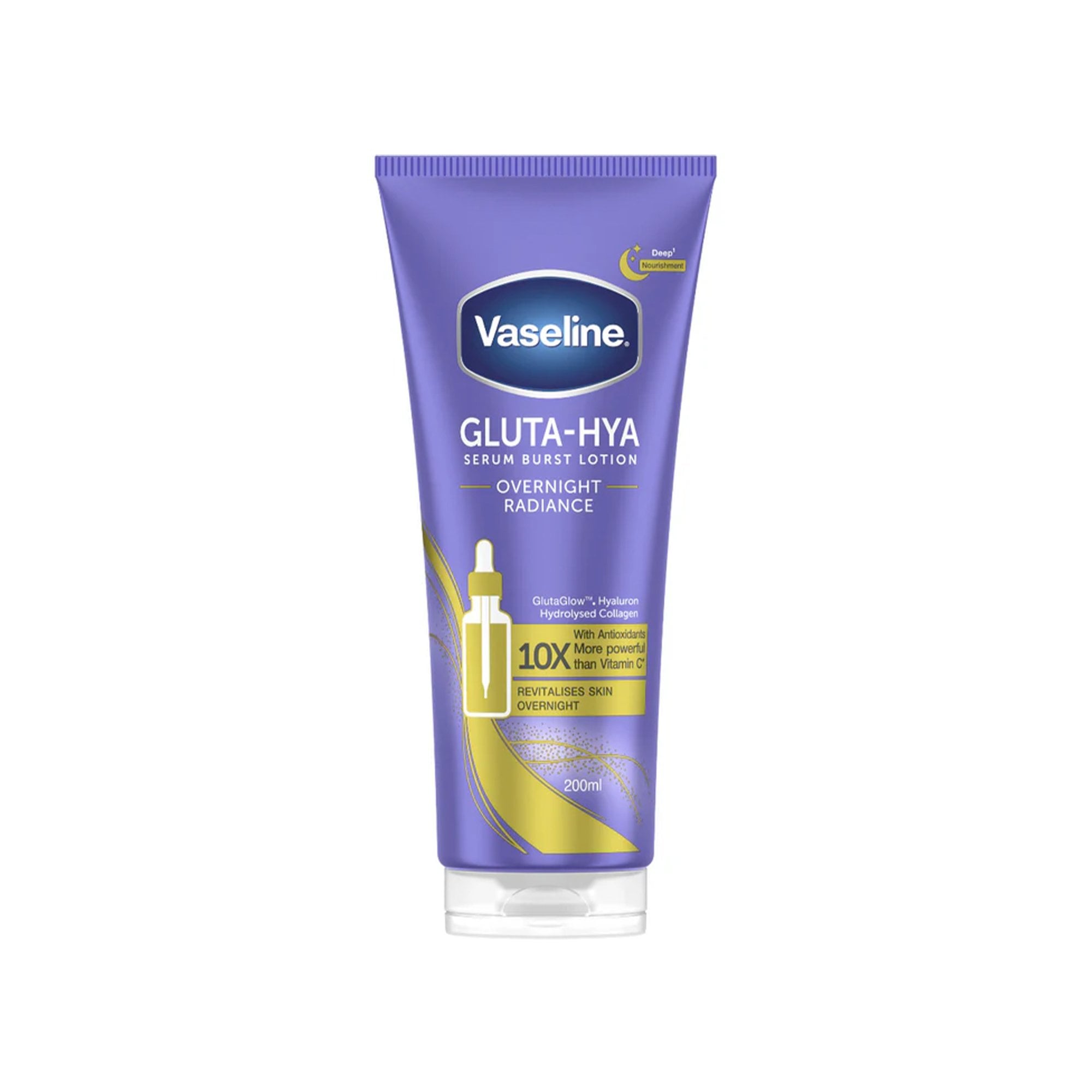 Vaseline Gluta-Hya Overnight Radiance Serum Burst Lotion 200ml Tube