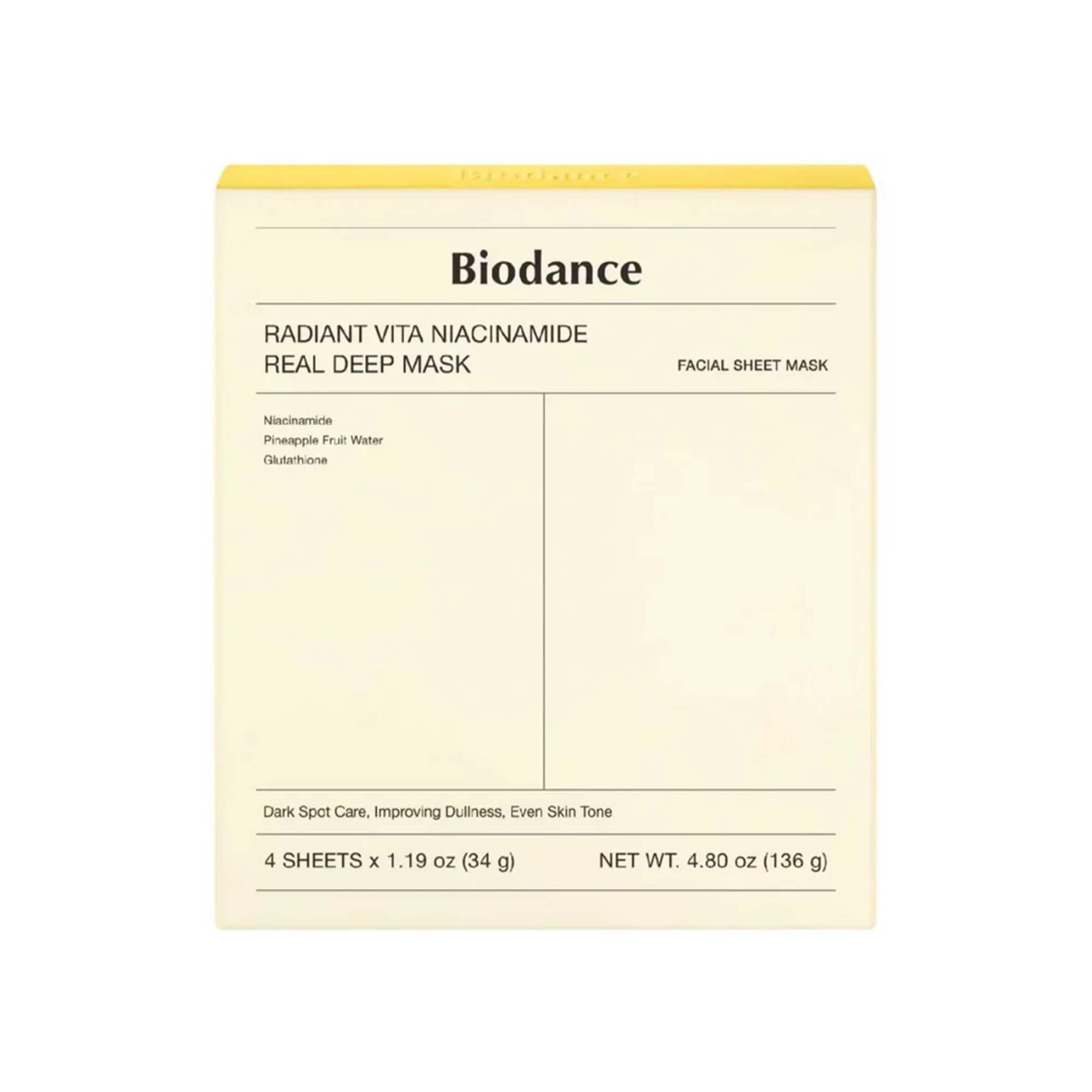 Biodance Radiant Vita Niacinamide Sheet Face Mask 4pcs Sachets