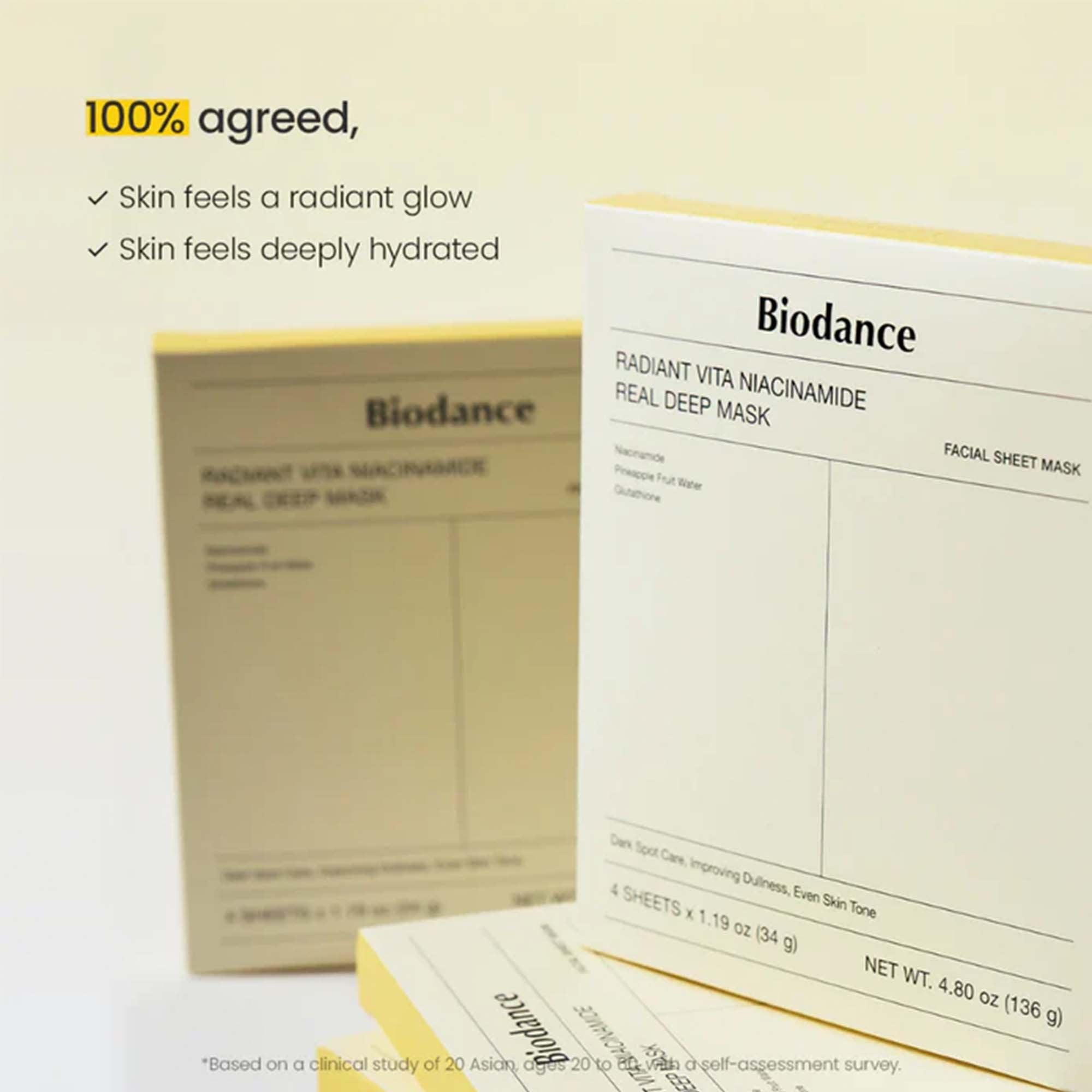 Biodance Radiant Vita Niacinamide Sheet Face Mask 4pcs Sachets
