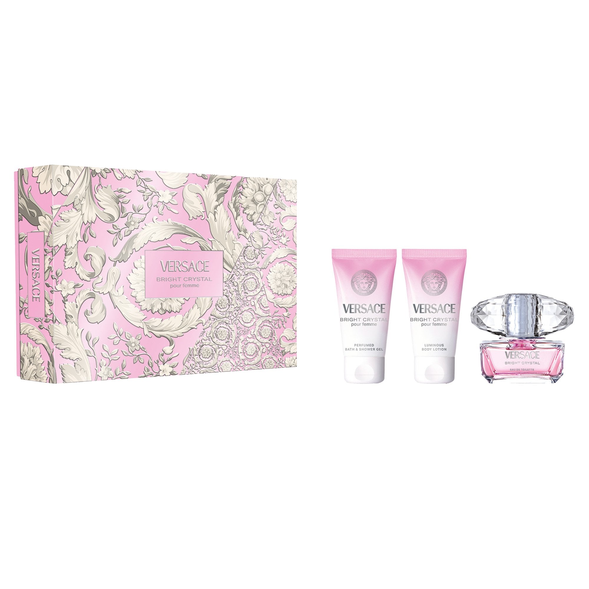 Versace Bright Crystal Eau De Toilette 50ml & 50ml Shower Gel & 50ml Body Lotion Gift Set