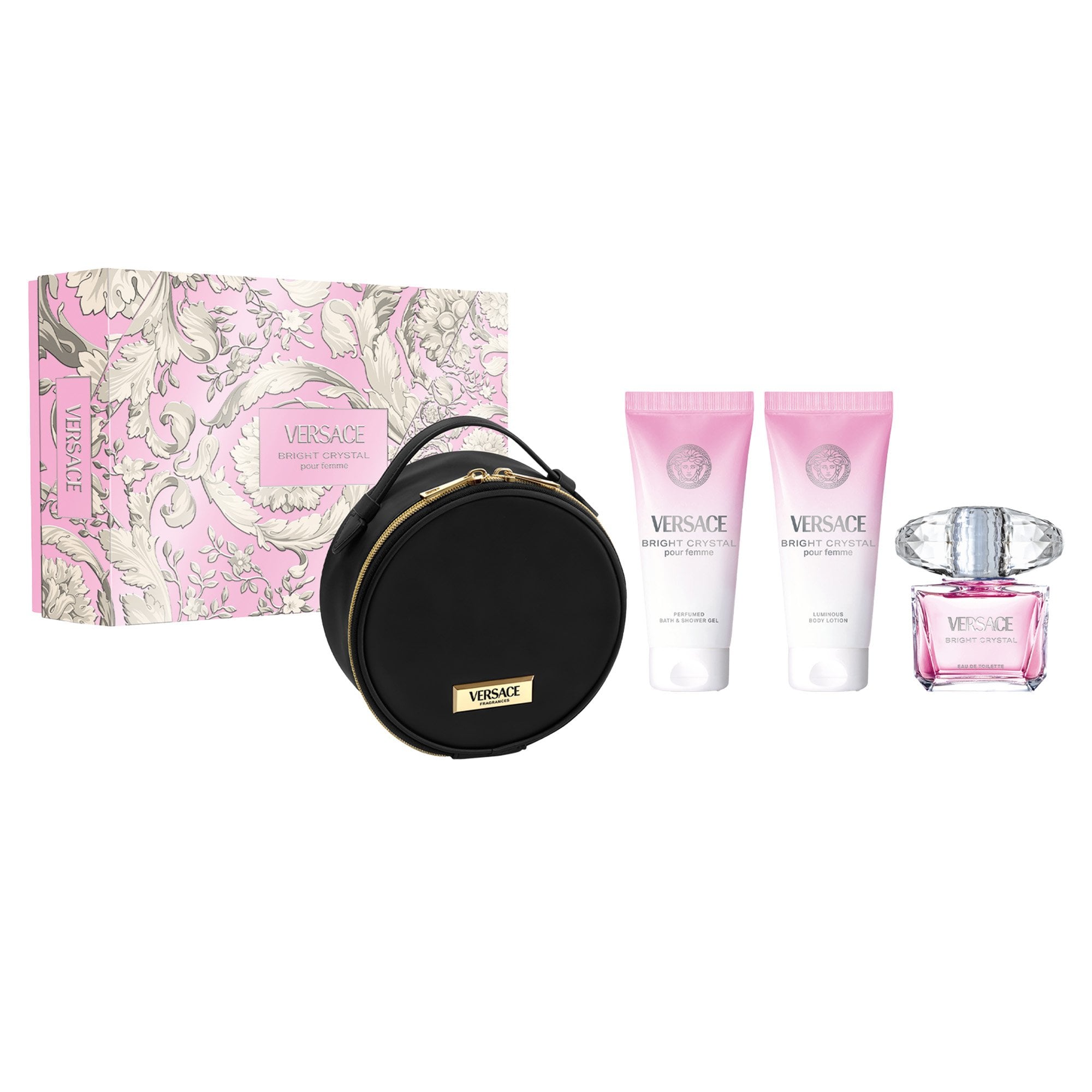 Versace Bright Crystal Eau De Toilette 90ml & Shower Gel 100ml & Body Lotion 100ml & Bag Gift Set