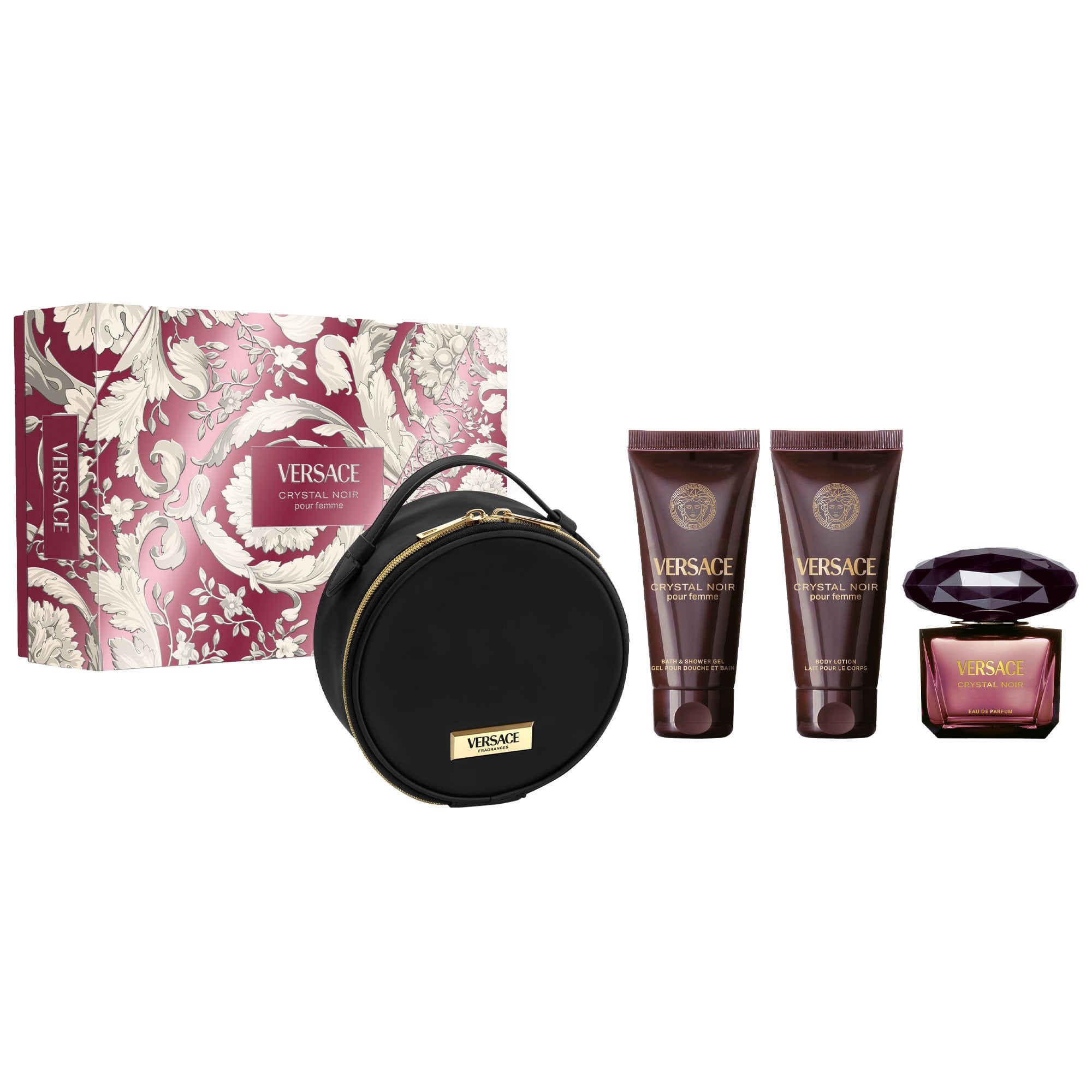 Versace Crystal Noir Eau De Parfum 90ml & Shower Gel 100ml & Body Lotion 100ml & Bag Gift Set