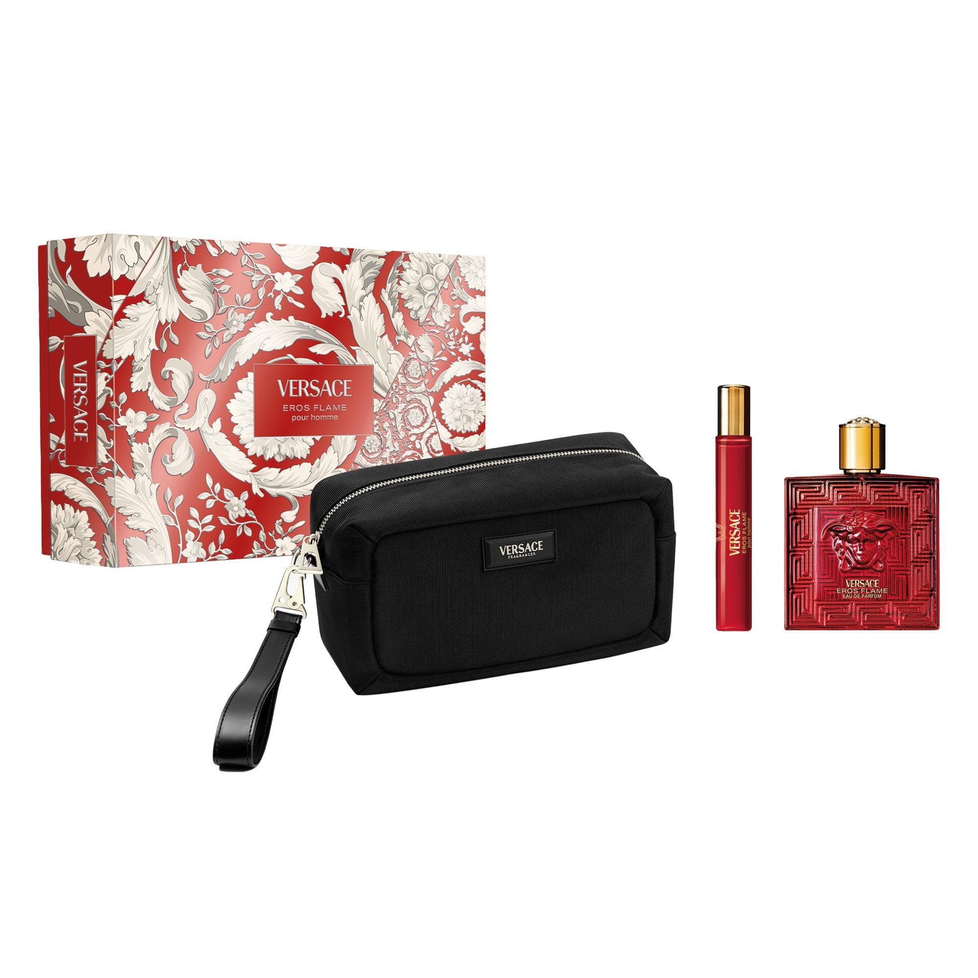 Versace Eros Flame Eau De Parfum 100ml & Travel Spray 10ml & Bag Gift Set