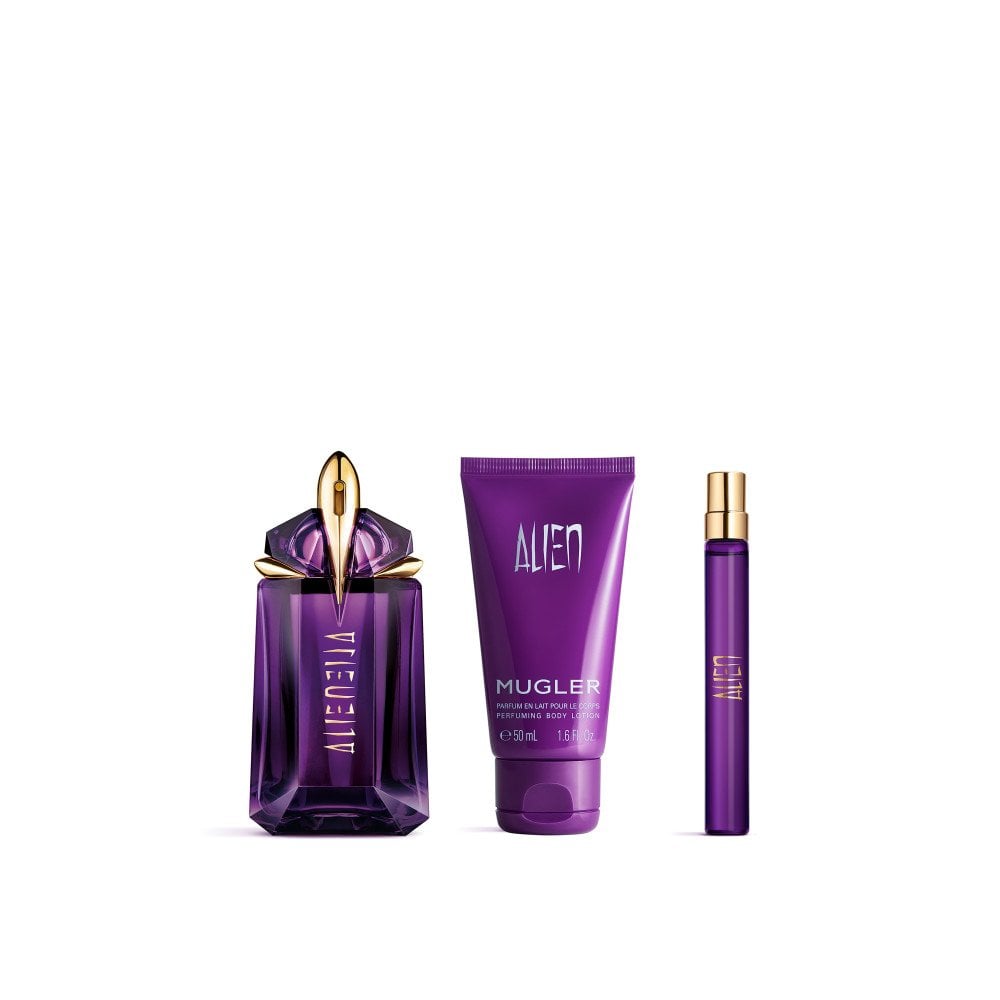 Mugler Alien Eau De Parfum 60ml & Travel Spray 10ml & Body Lotion 50ml Gift Set