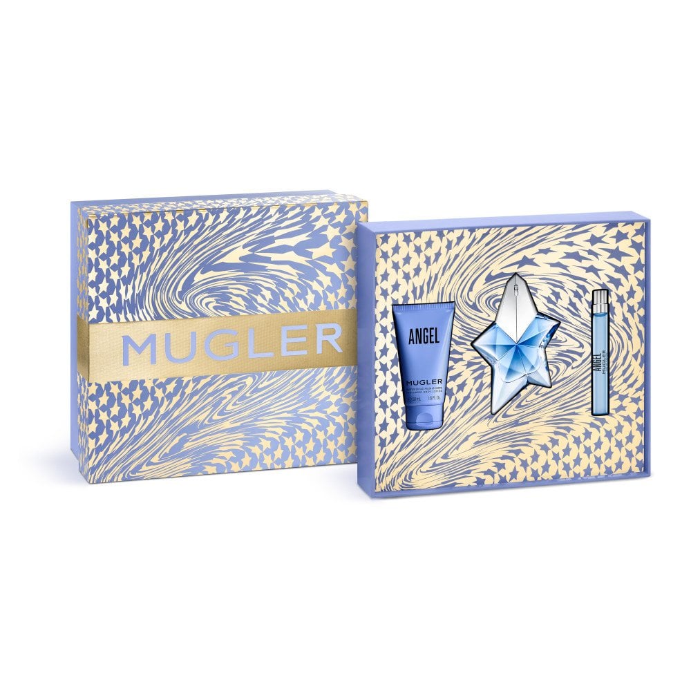 Mugler Angel Eau De Parfum 50ml & Travel Size 10ml & Body Lotion 50ml Gift Set