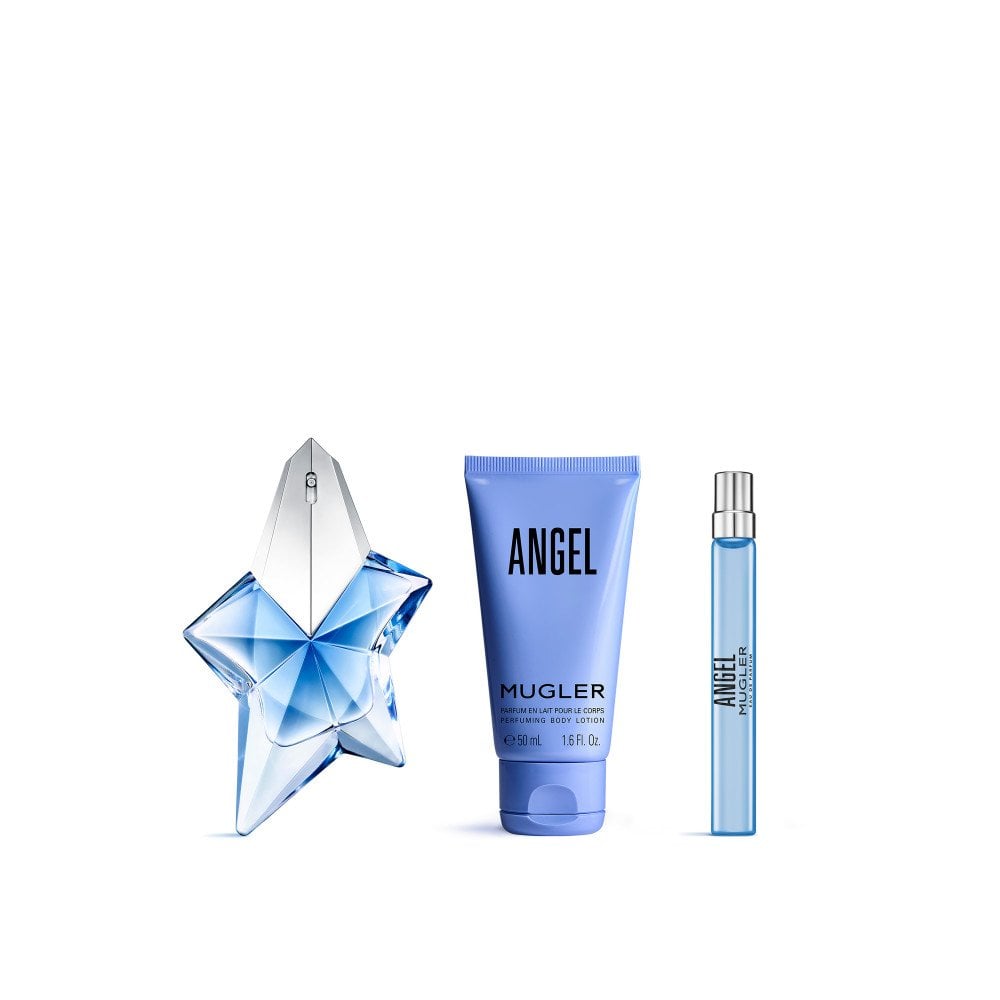 Mugler Angel Eau De Parfum 50ml & Travel Size 10ml & Body Lotion 50ml Gift Set
