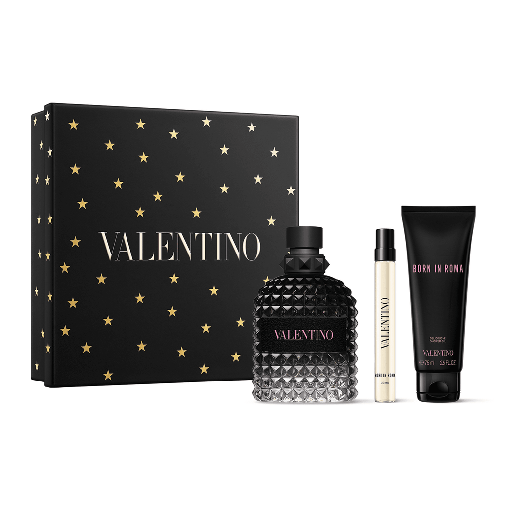 Valentino Born in Roma Uomo Eau De Toilette 100ml & Travel Spray 10ml & Shower Gel 75ml Gift Set