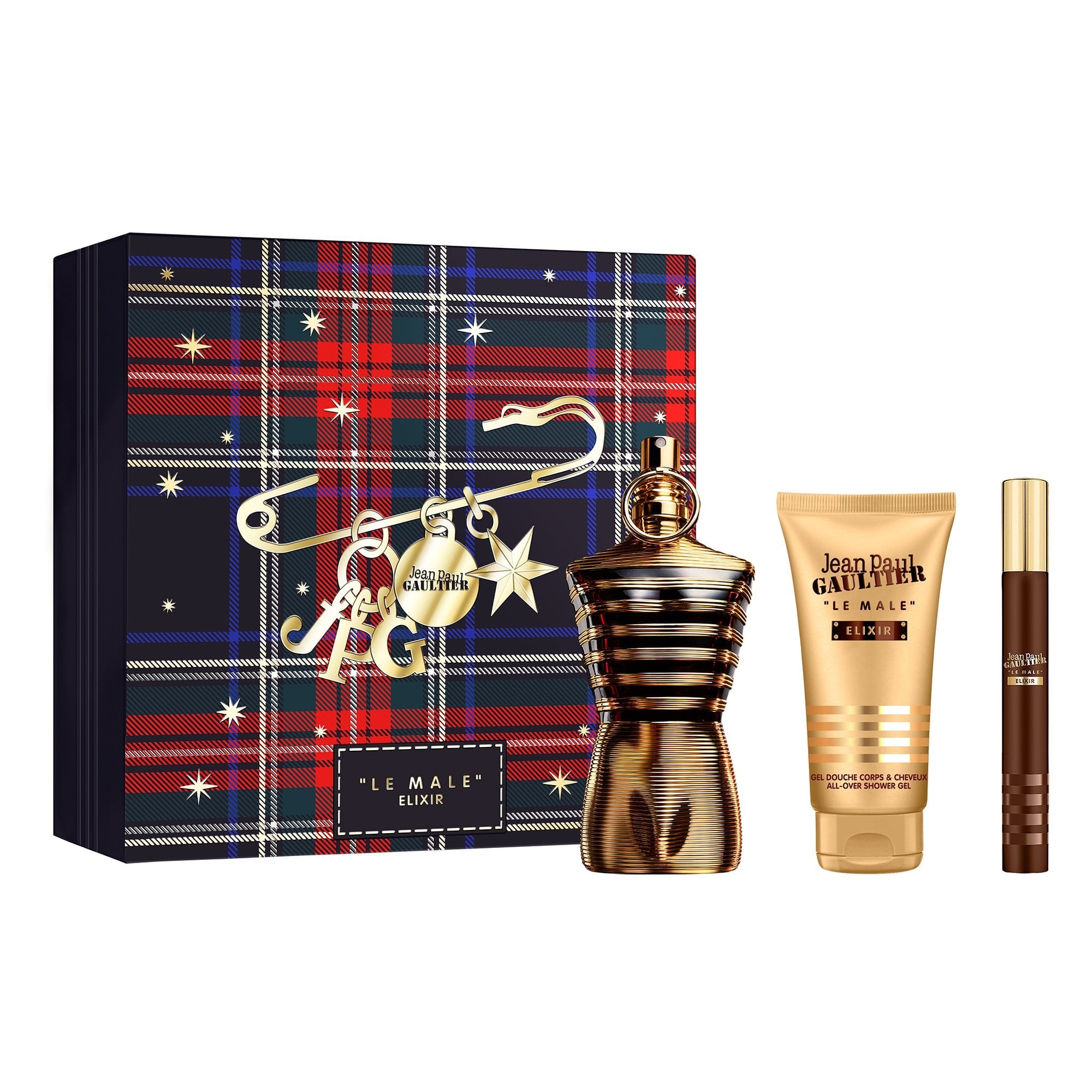Jean Paul Gaultier Le Male Elixir Eau De Parfum 75ml & Travel Spray 10ml & Shower Gel Gift Set