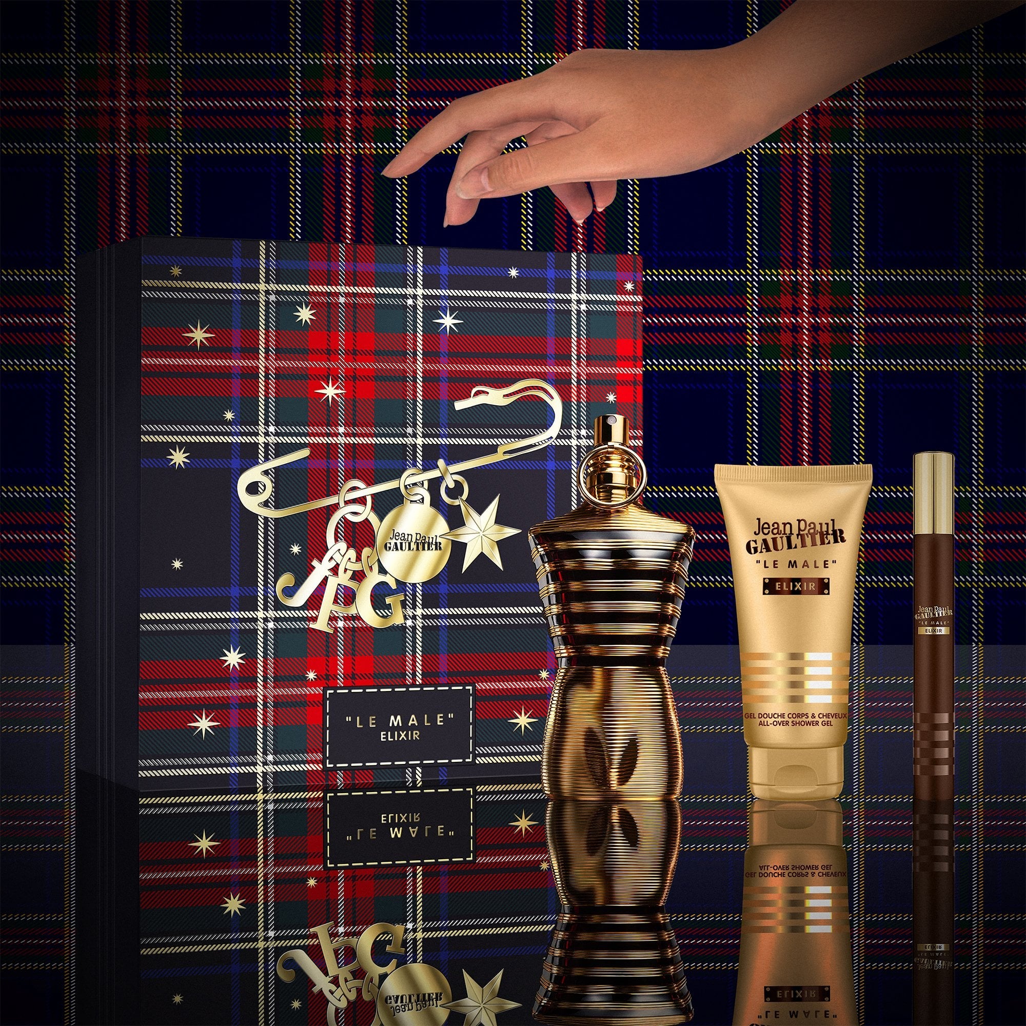 Jean Paul Gaultier Le Male Elixir Eau De Parfum 75ml & Travel Spray 10ml & Shower Gel Gift Set