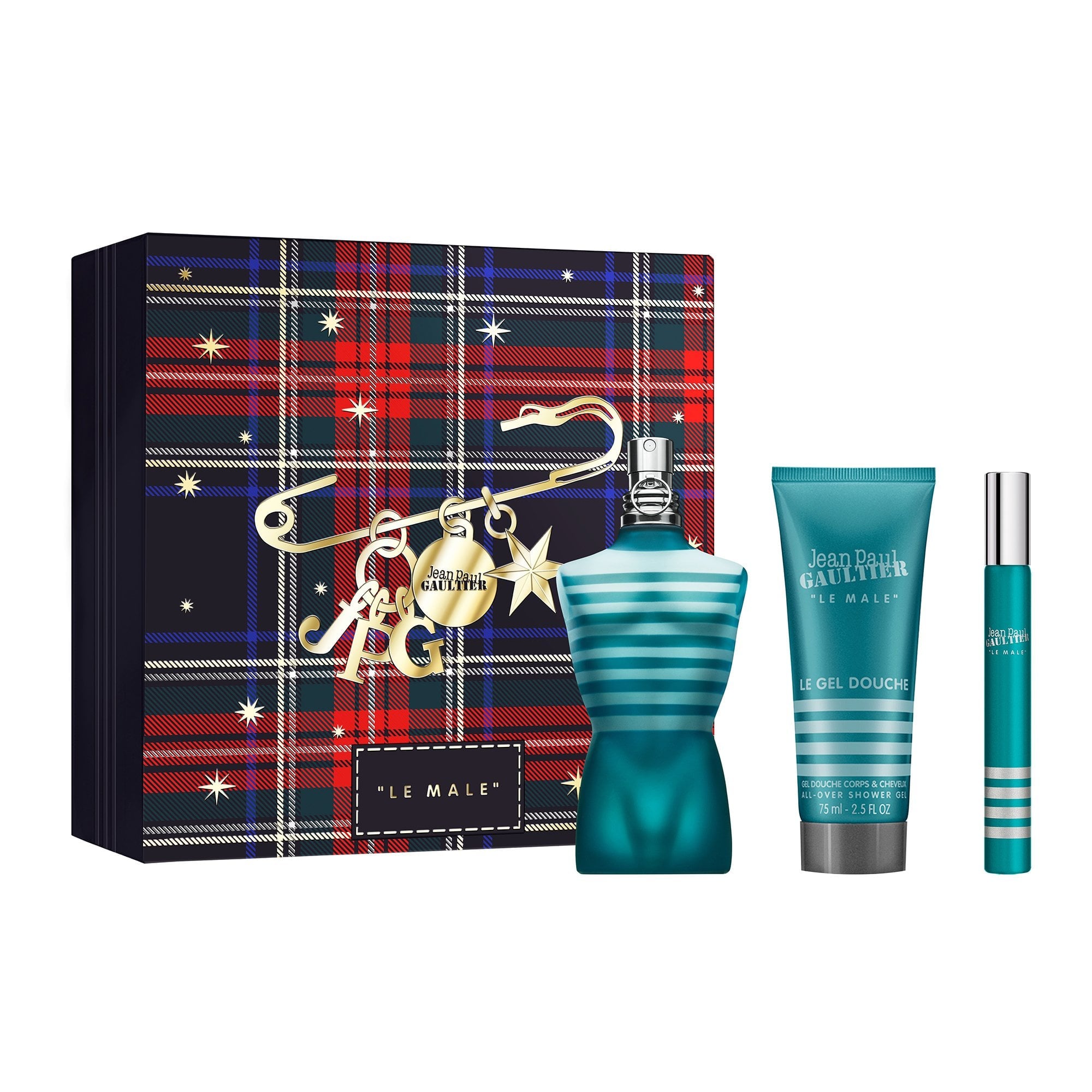 Jean Paul Gaultier ''Le Male'' Eau De Toilette 75ml & Travel Spray 10ml & Shower Gel 75ml Gift Set