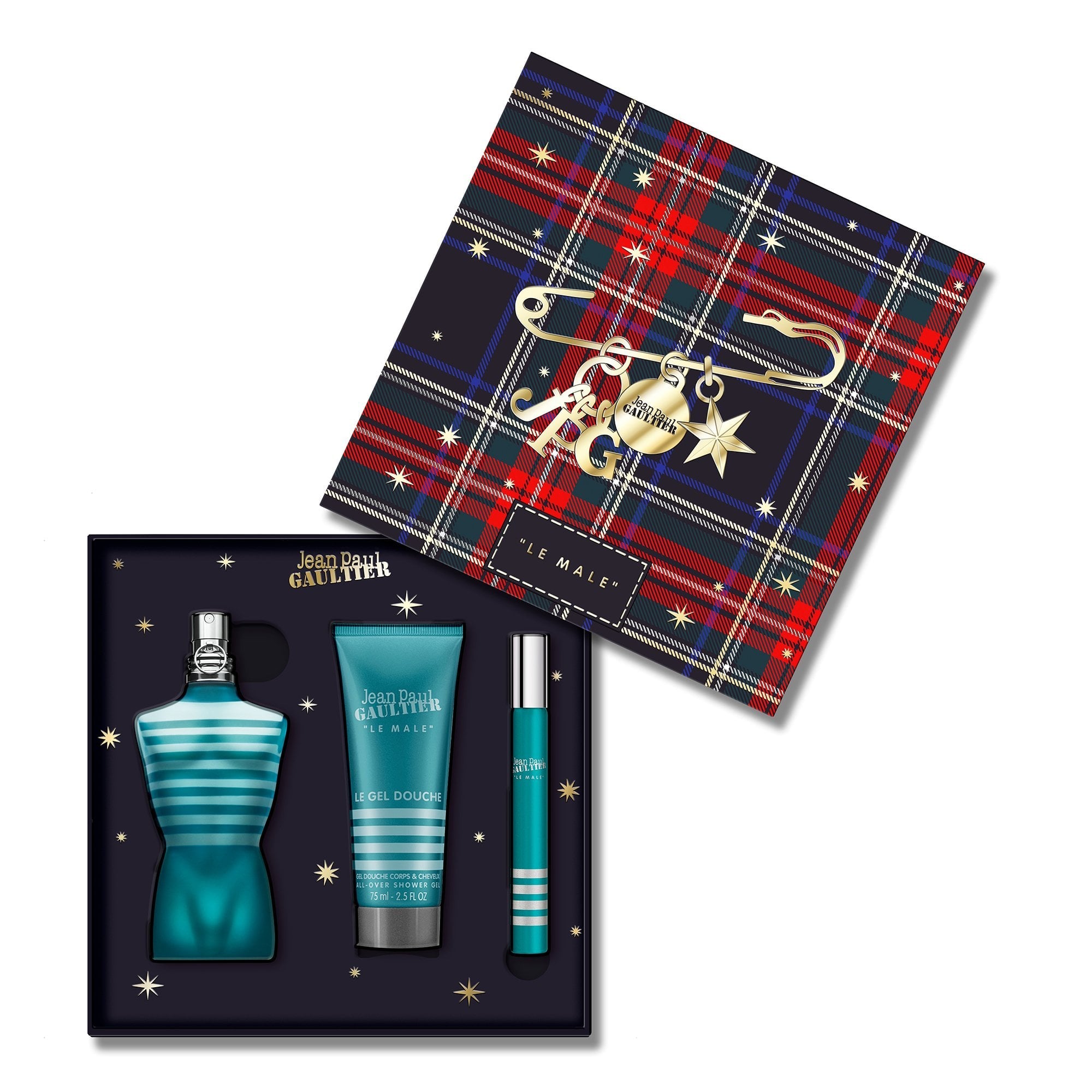 Jean Paul Gaultier ''Le Male'' Eau De Toilette 75ml & Travel Spray 10ml & Shower Gel 75ml Gift Set