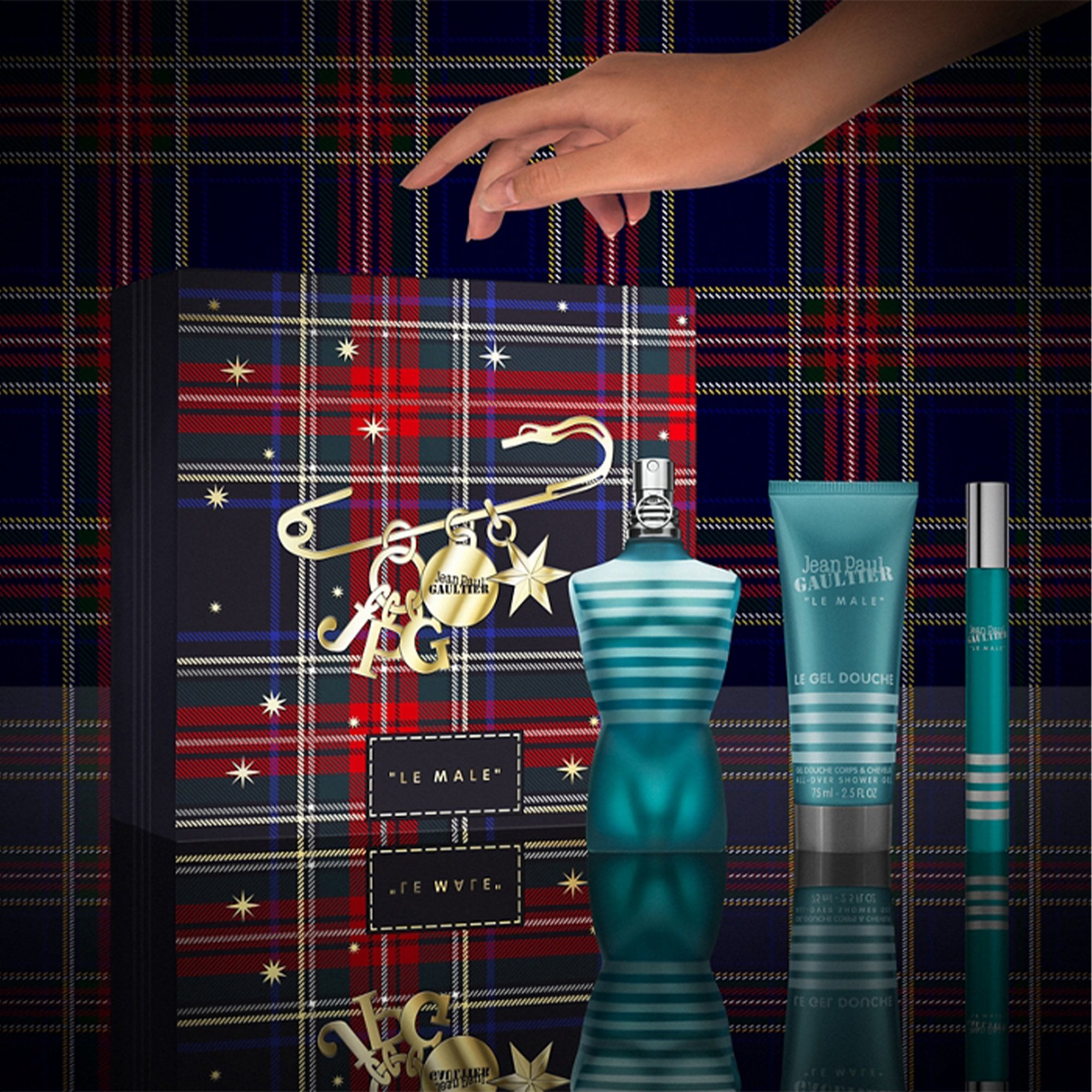 Jean Paul Gaultier ''Le Male'' Eau De Toilette 75ml & Travel Spray 10ml & Shower Gel 75ml Gift Set