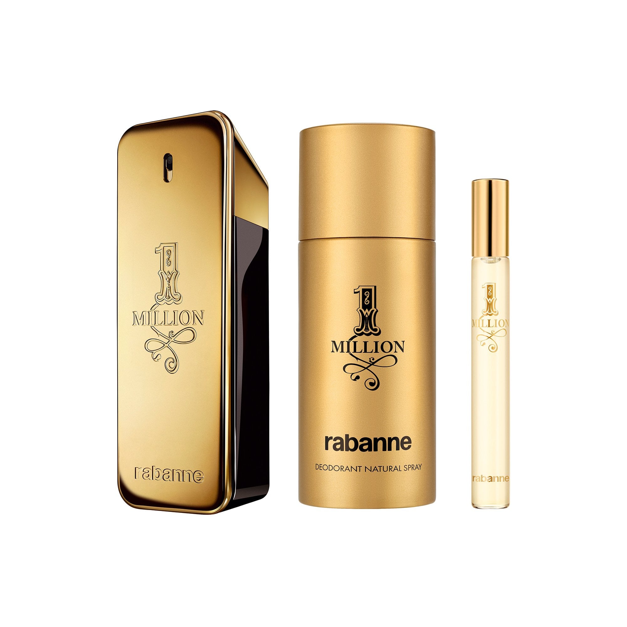 Rabanne 1 Million Eau De Toilette 100ml & Travel Spray 10ml & Deodorant 150ml Gift Set