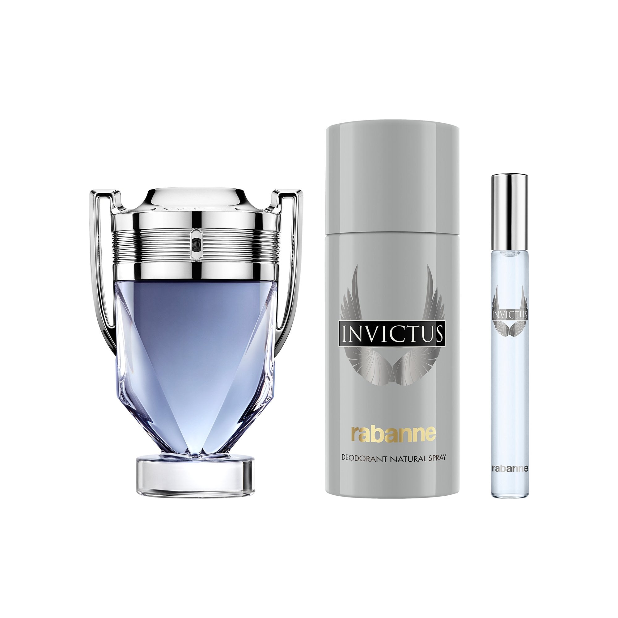 Rabanne Invictus Eau De Toilette 100ml & Travel Spray 10ml & Deodorant 150ml Gift Set