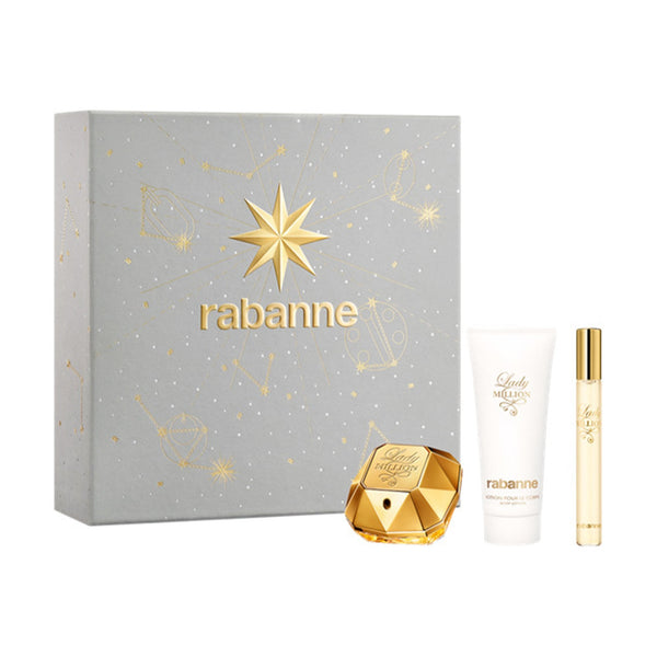 Rabanne Lady Million Eau De Parfum 50ml & Travel Spray 10ml & Body