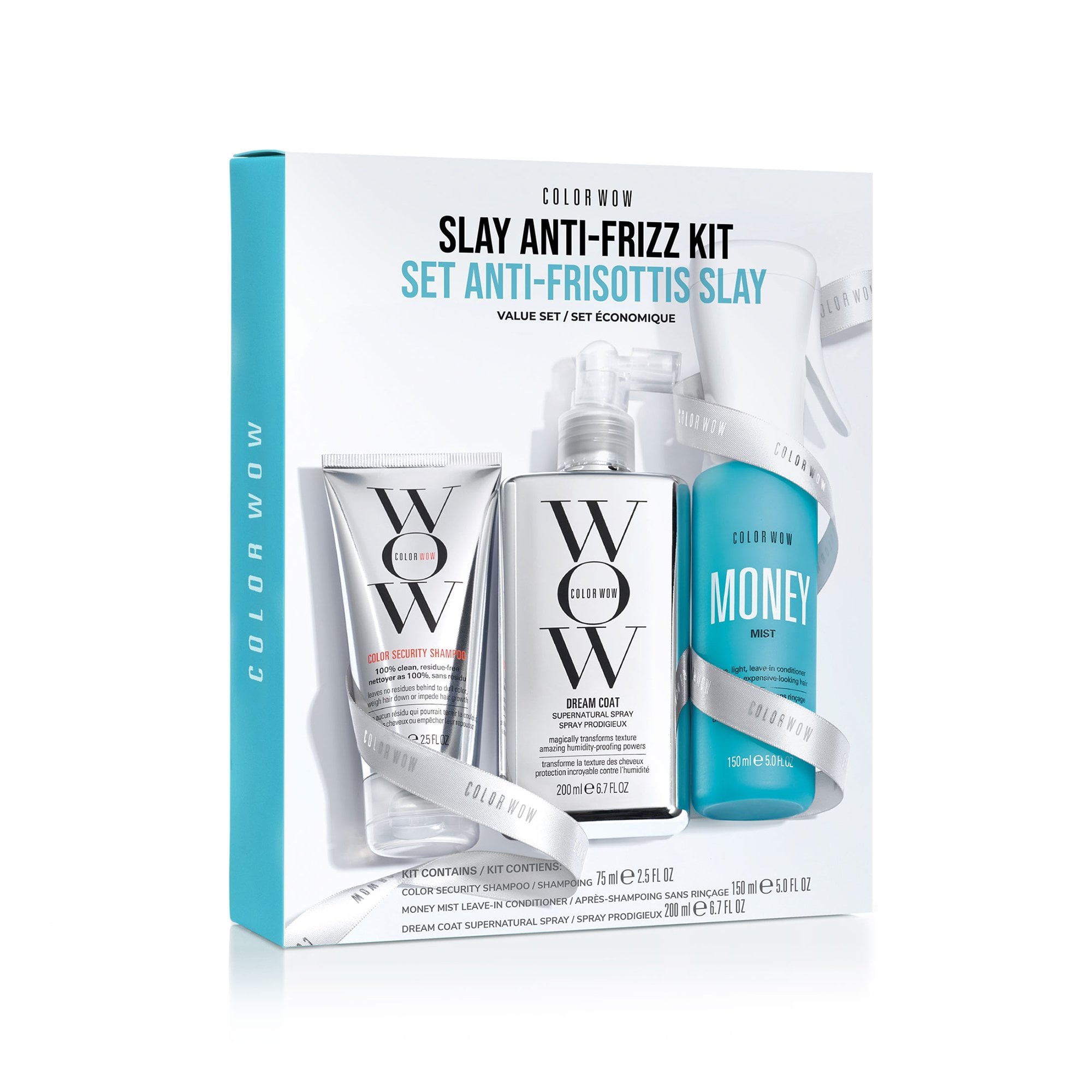COLOR WOW Slay Anti-Frizz Colour Security Shampoo 75ml & Dream Coat 200ml & Leave In 150ml Gift Set