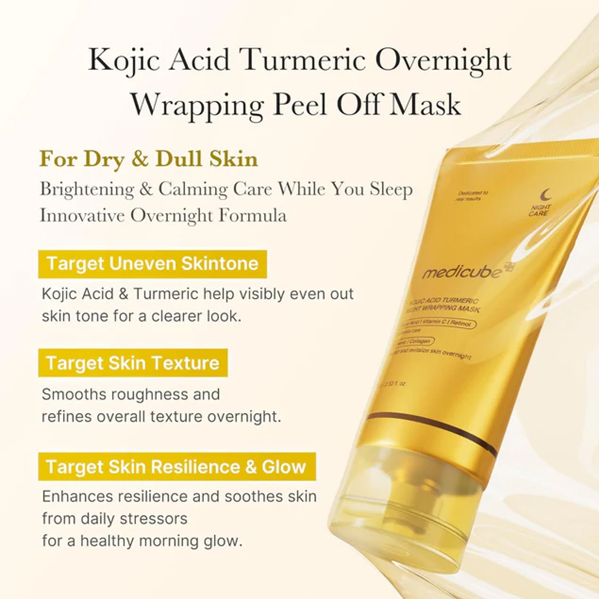 Medicube Kojic Acid Turmeric Night Wrapping Mask 75ml Tube
