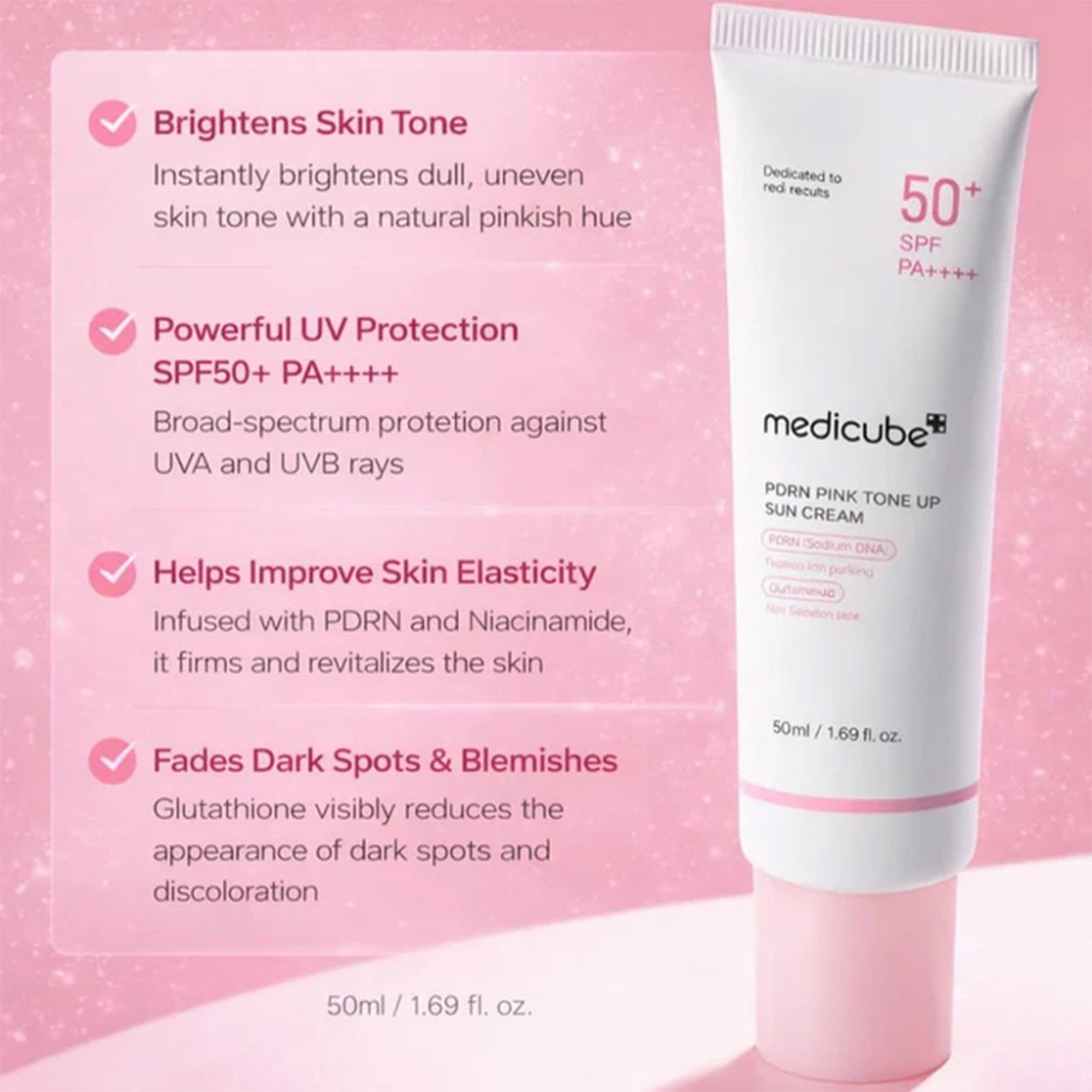 Medicube PDRN Pink Collagen Tone Up Sun Cream PA++++ 50ml Tube