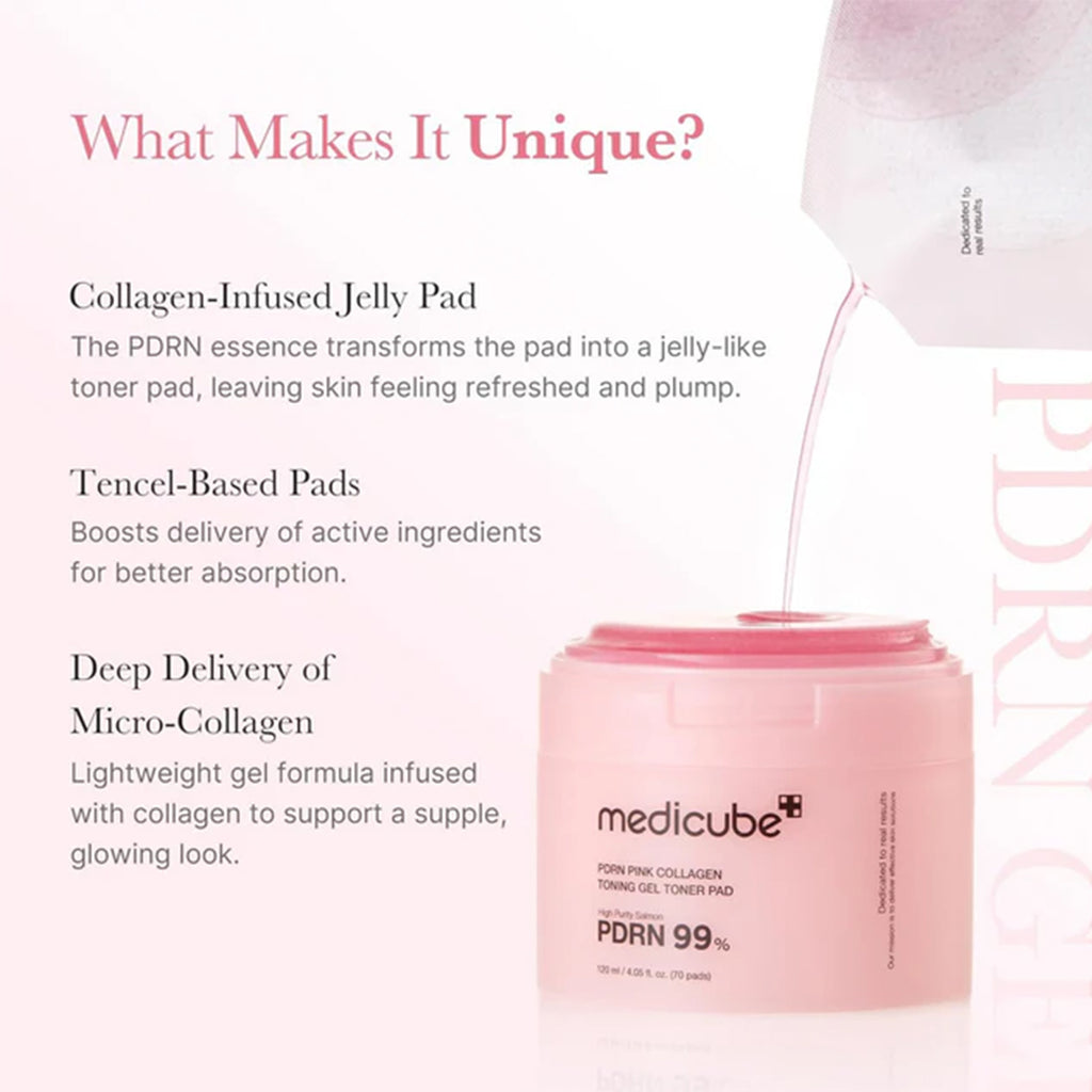Medicube PDRN Pink Collagen Gel Toner Pad 70pcs Tub