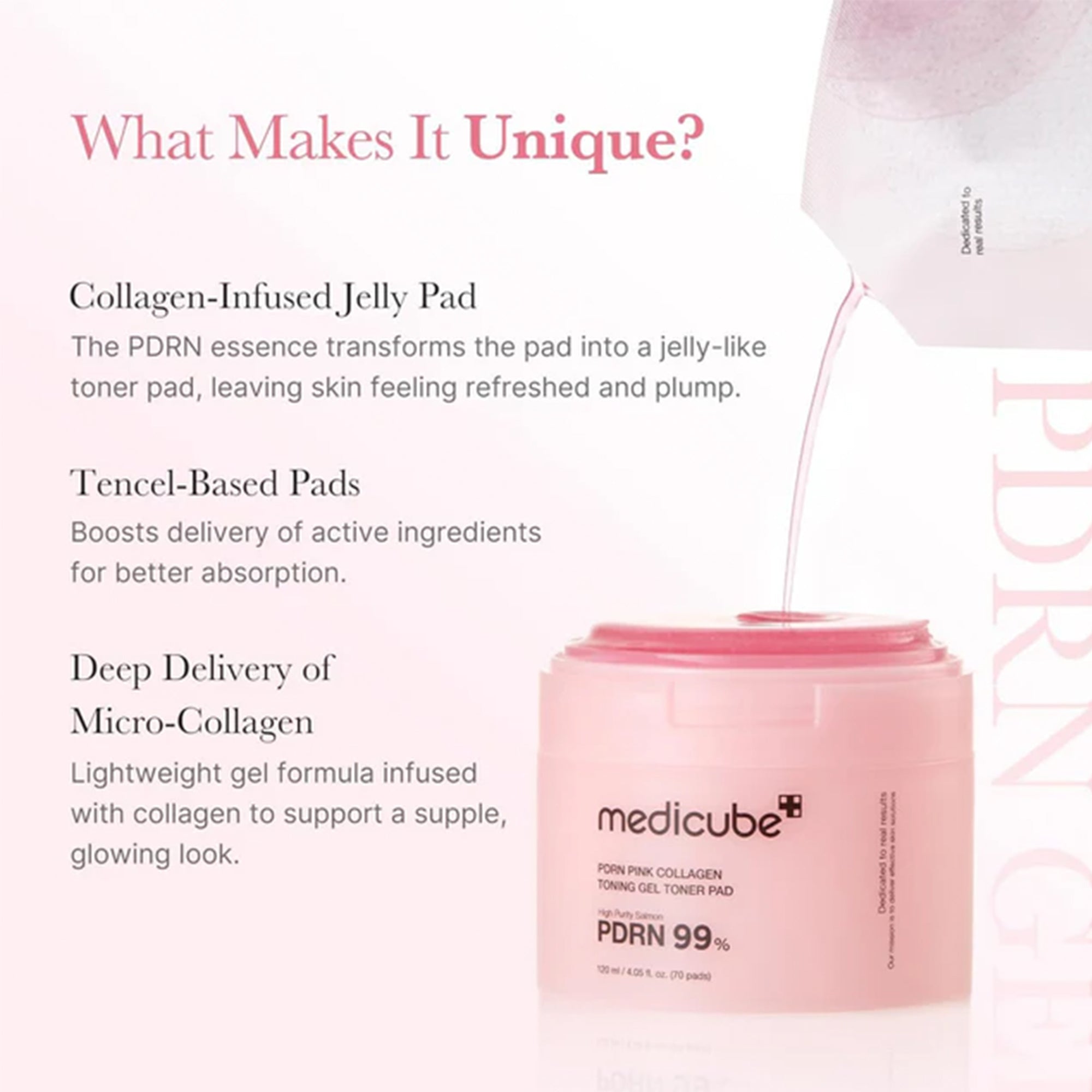 Medicube PDRN Pink Collagen Gel Toner Pad 70pcs Tub