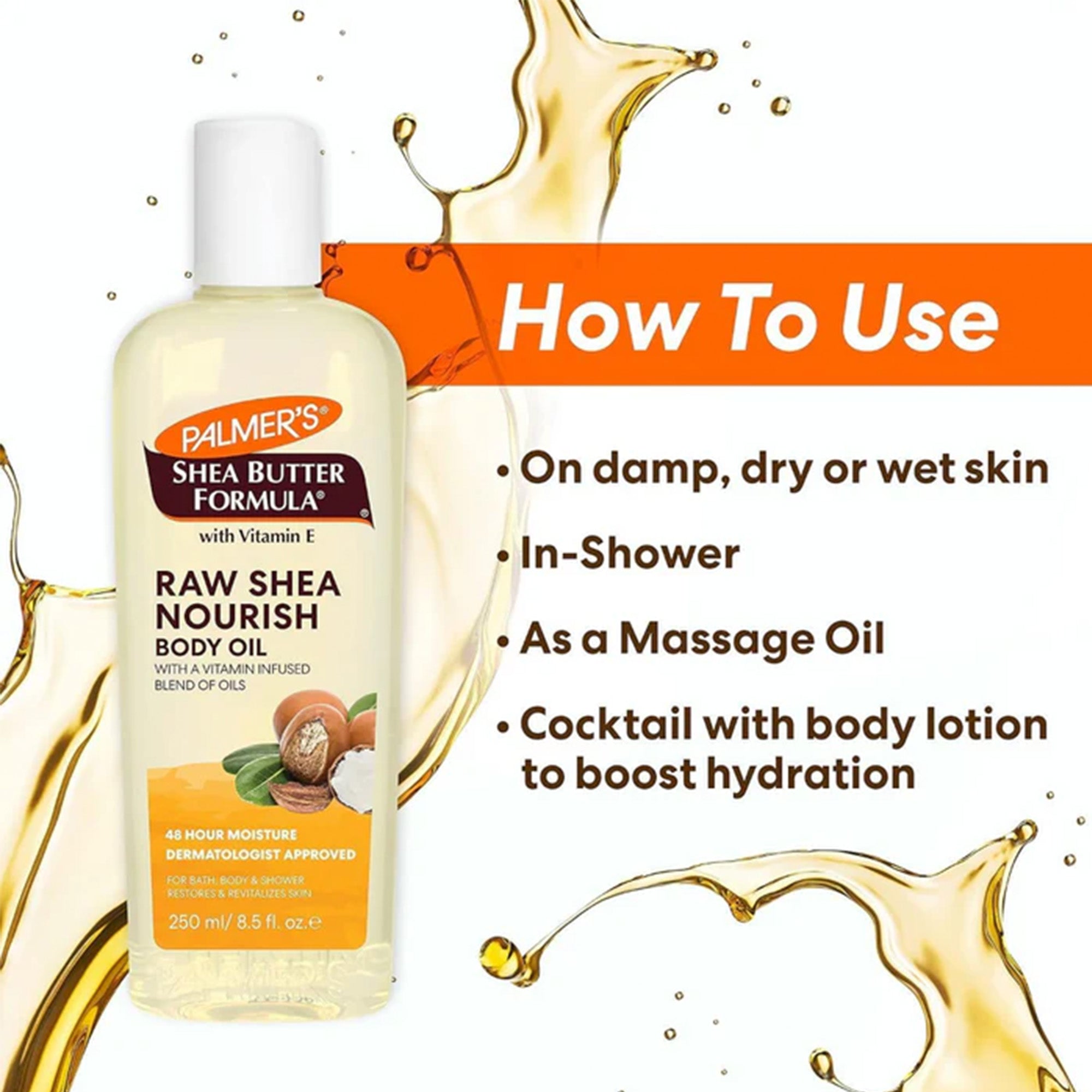 Palmer's Raw Shea Nourish Body Oil 250ml Bottle