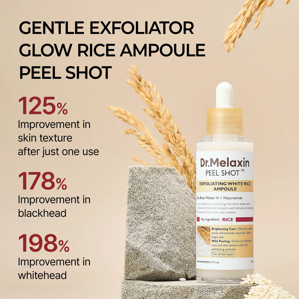Dr Melaxin Peel Shot Exfoliating White Rice Ampoule 80ml Pipette Bottle