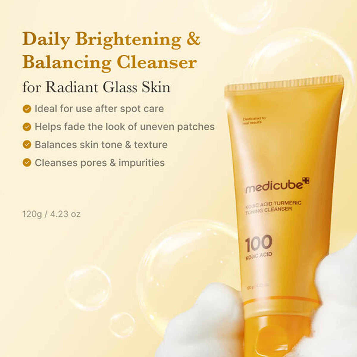 Medicube Kojic Acid Turmeric Toning Cleanser 120g Tube