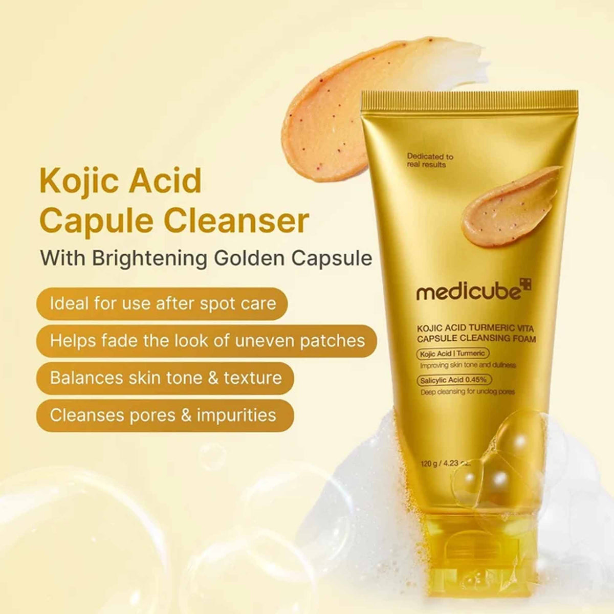 Medicube Kojic Acid Turmeric Vita Capsule Cleansing Foam 120g Tube