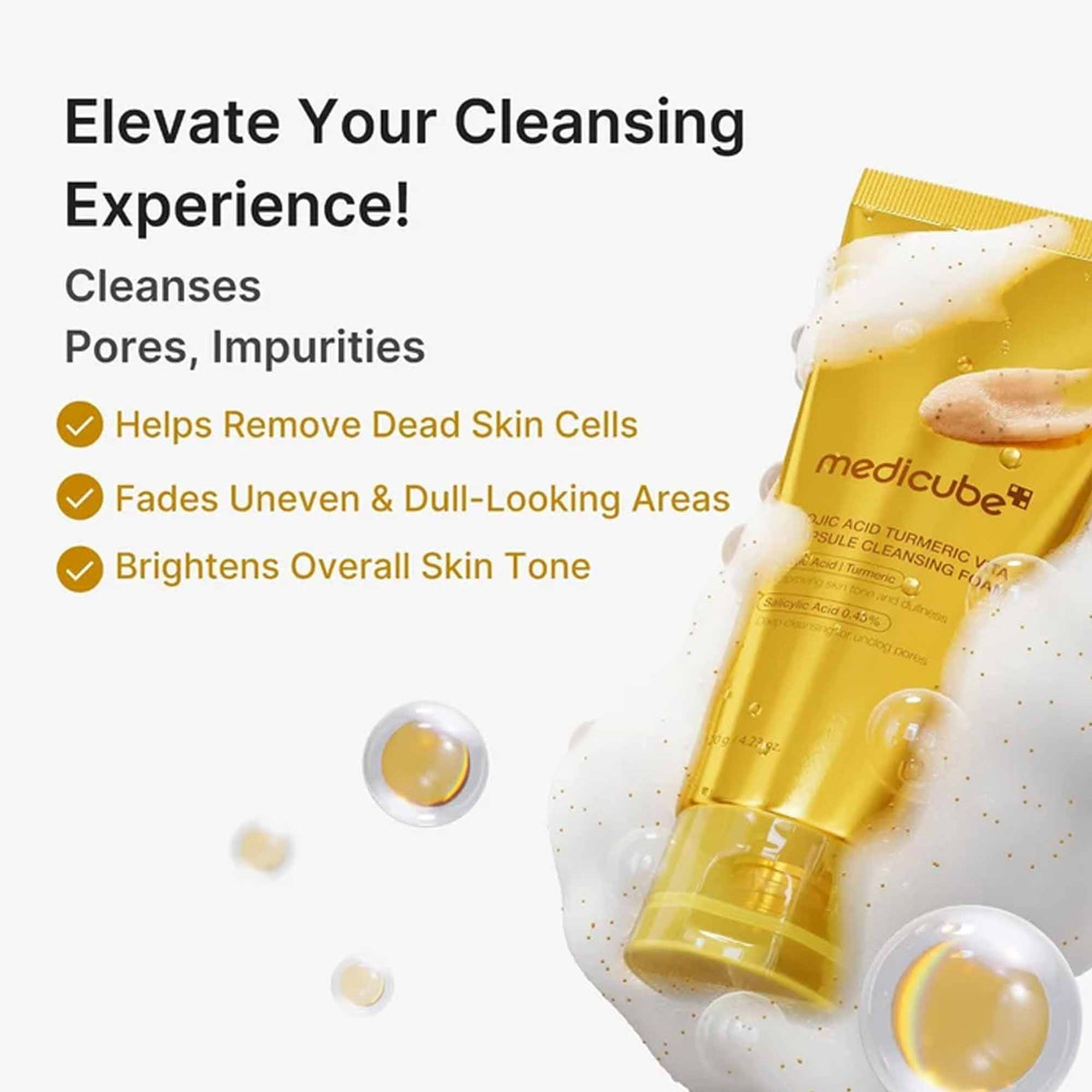 Medicube Kojic Acid Turmeric Vita Capsule Cleansing Foam 120g Tube