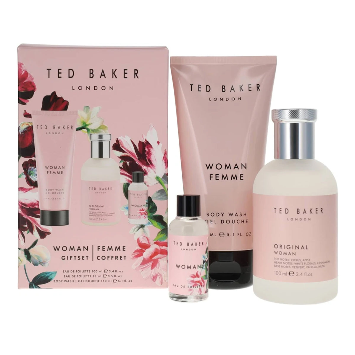 Ted Baker Woman Eau De Toilette 100ml & Eau De Toilette 15ml & Body Wash 150ml Gift Set