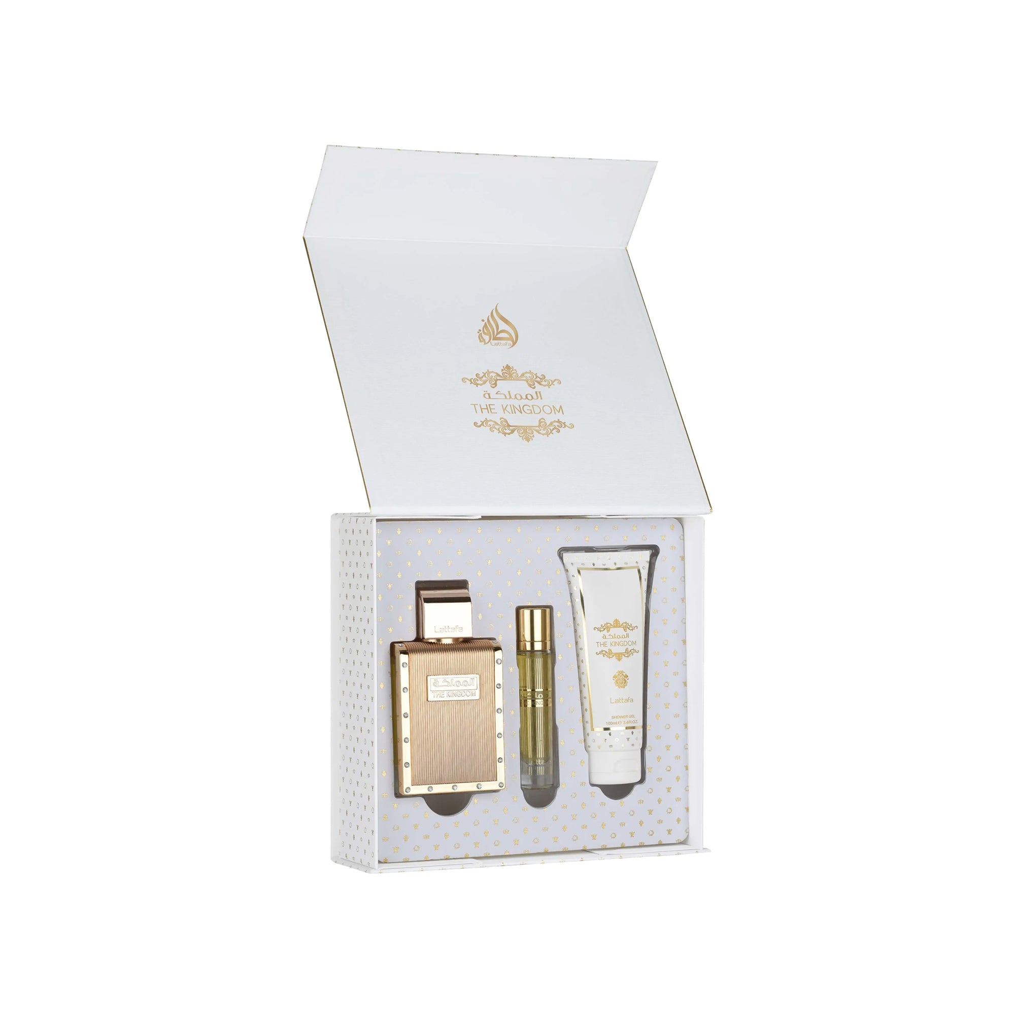 Lattafa The Kingdom For Him EDP 100ml & Travel Spray 12ml & Shower Gel 100ml Gift Set