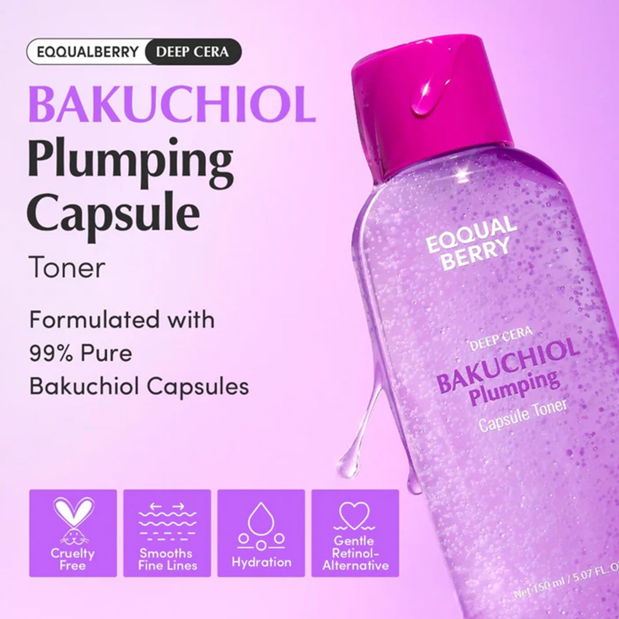 Eqqualberry Deep Cera Bakuchiol Plumping Capsule Toner 150ml Bottle