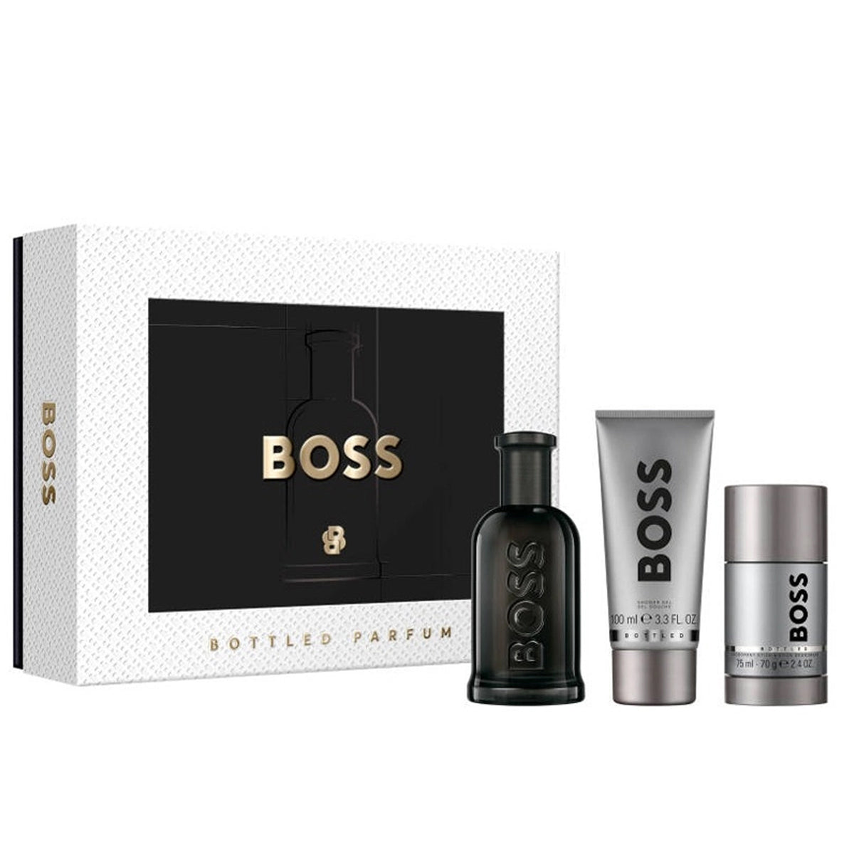 Hugo Boss Bottled Parfum 100ml, Shower Gel 100ml & Deodorant Stick Gift Set