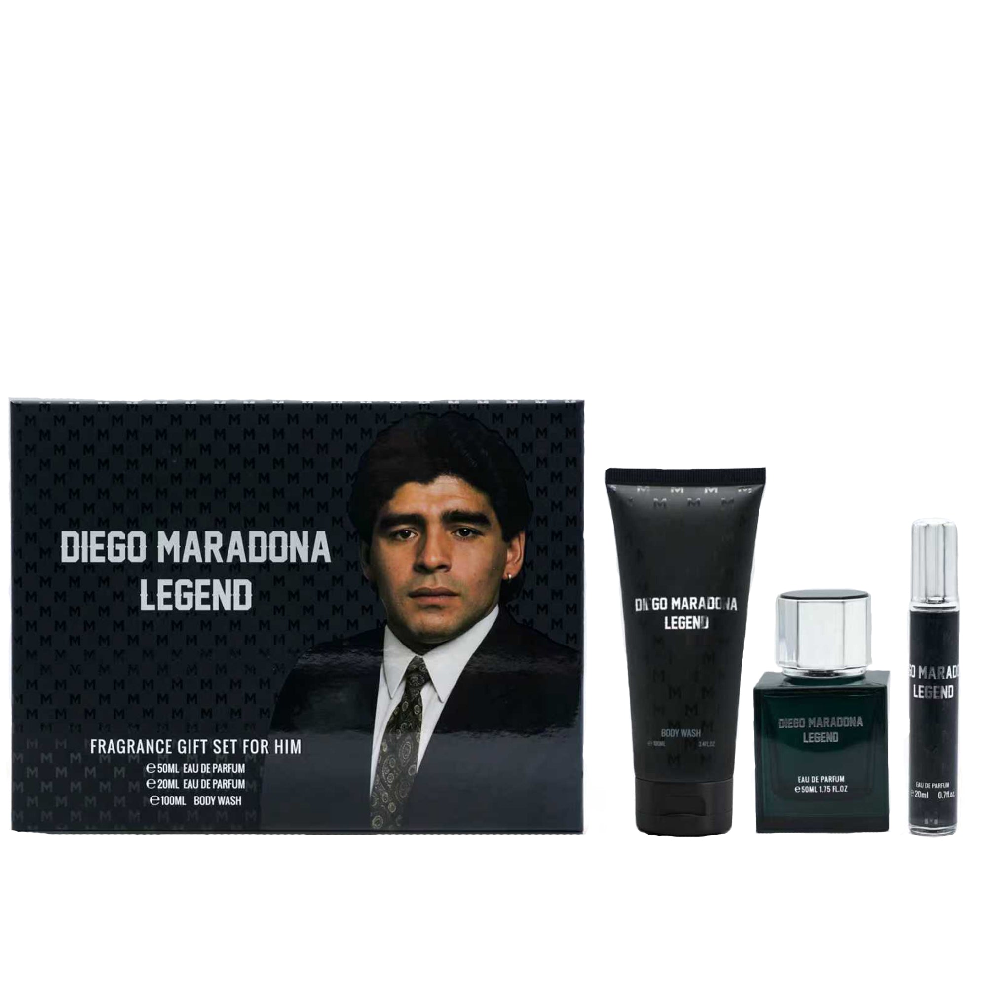 Maradona Legend Eau De Parfum 50ml & Travel Spray 20ml & Body Wash 100ml Gift Set