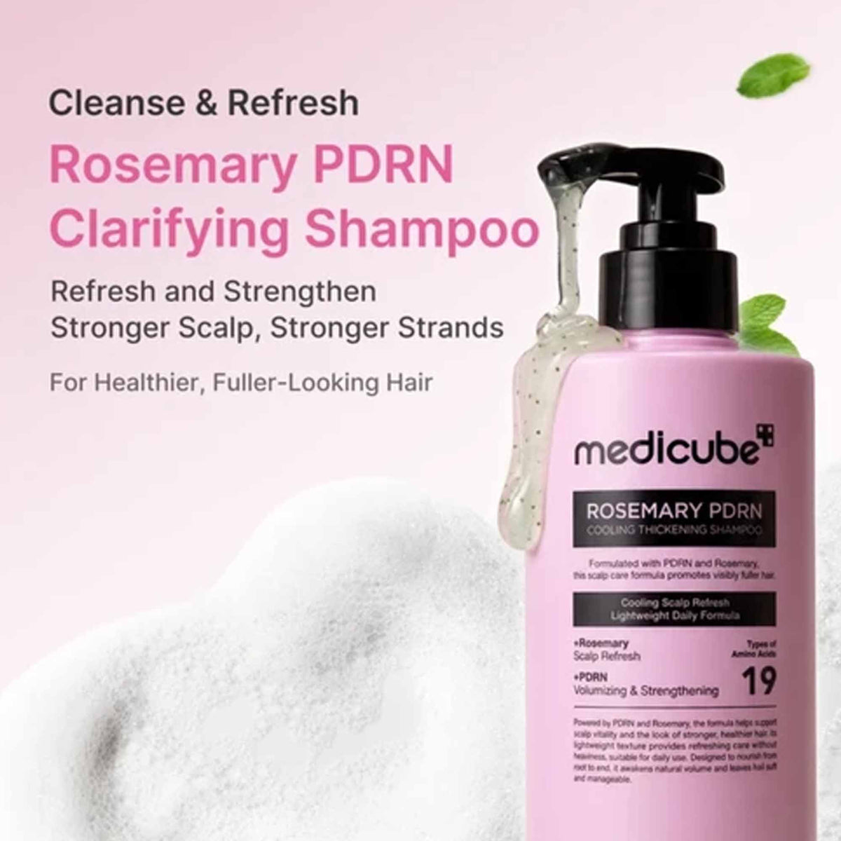 Medicube Rosemary PDRN Cooling Thickening Shampoo 400ml Pump Dispenser